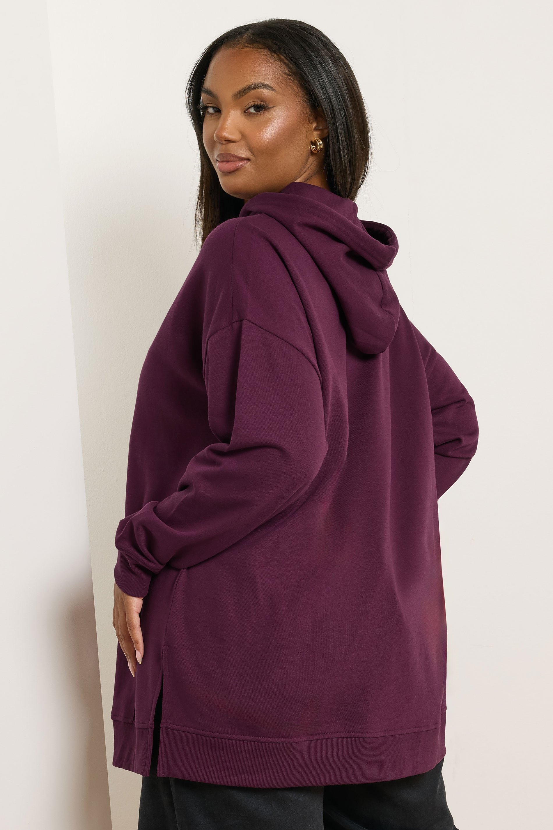 YOURS Plus Size Burgundy Red Hoodie | Yours Clothing 2
