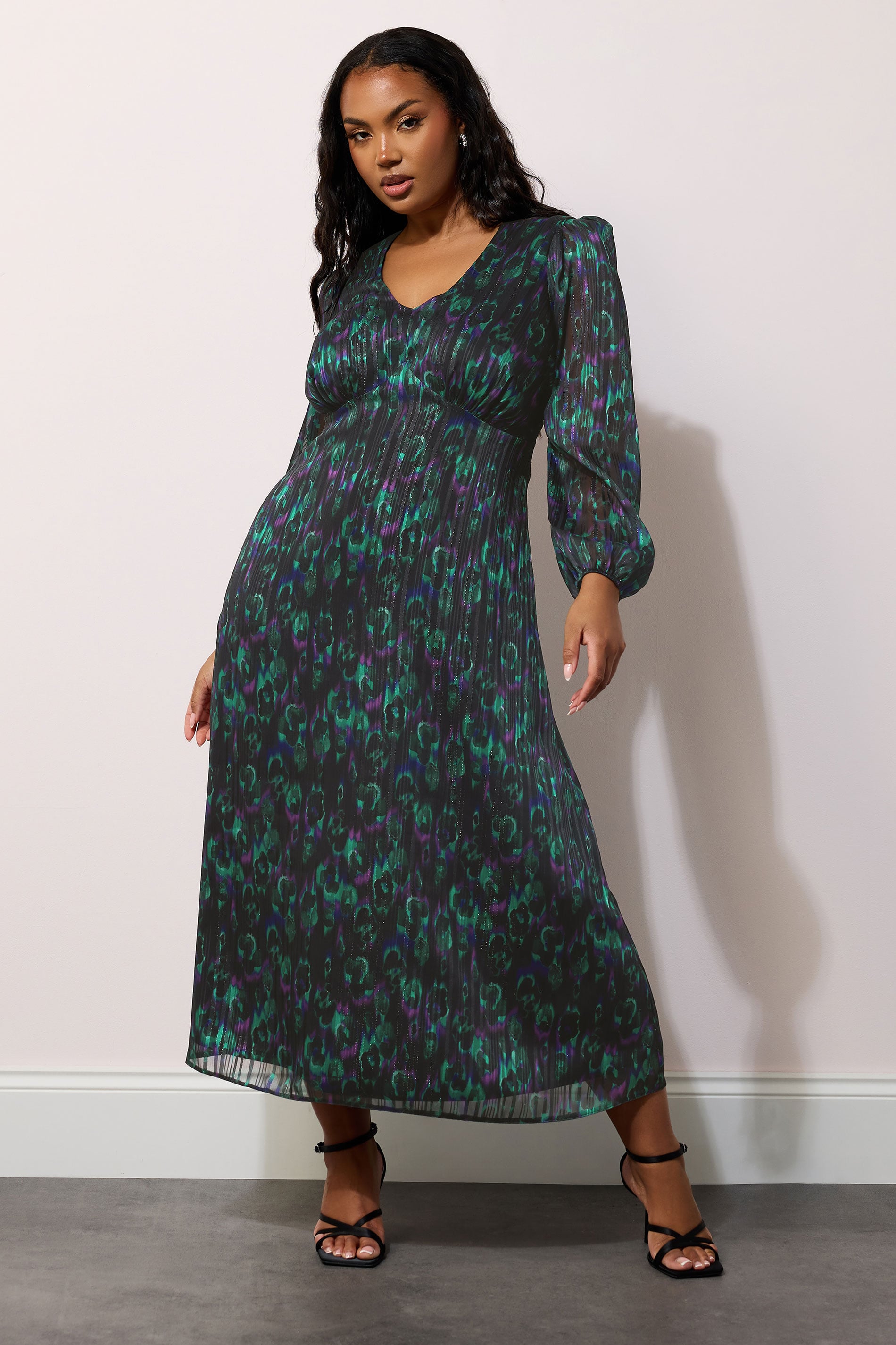 YOURS LONDON Plus Size Black Metallic Animal Maxi Dress | Yours Clothing 3