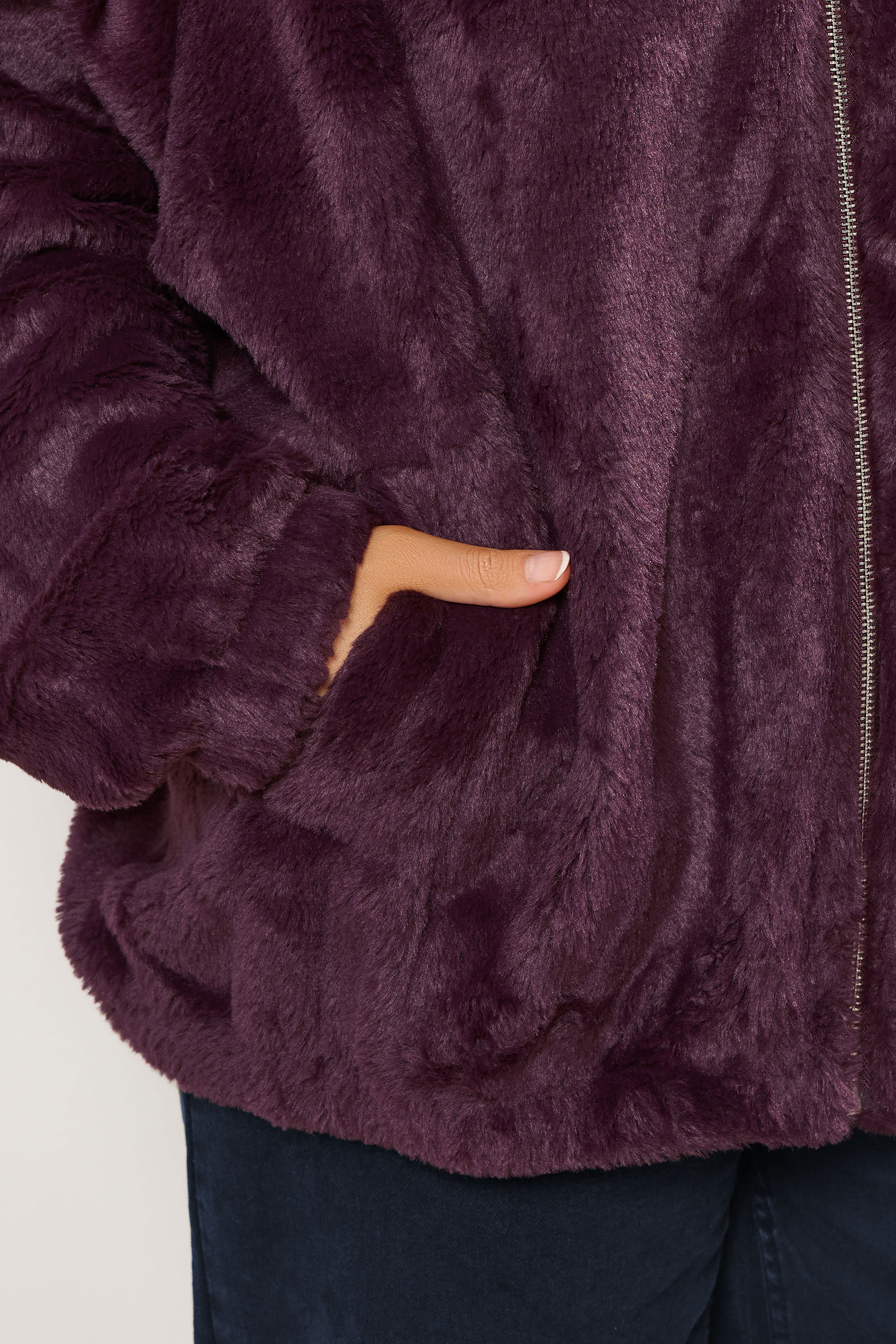YOURS Plus Size Burgundy Red Faux Fur Hooded Jacket | Yours Clothing 6