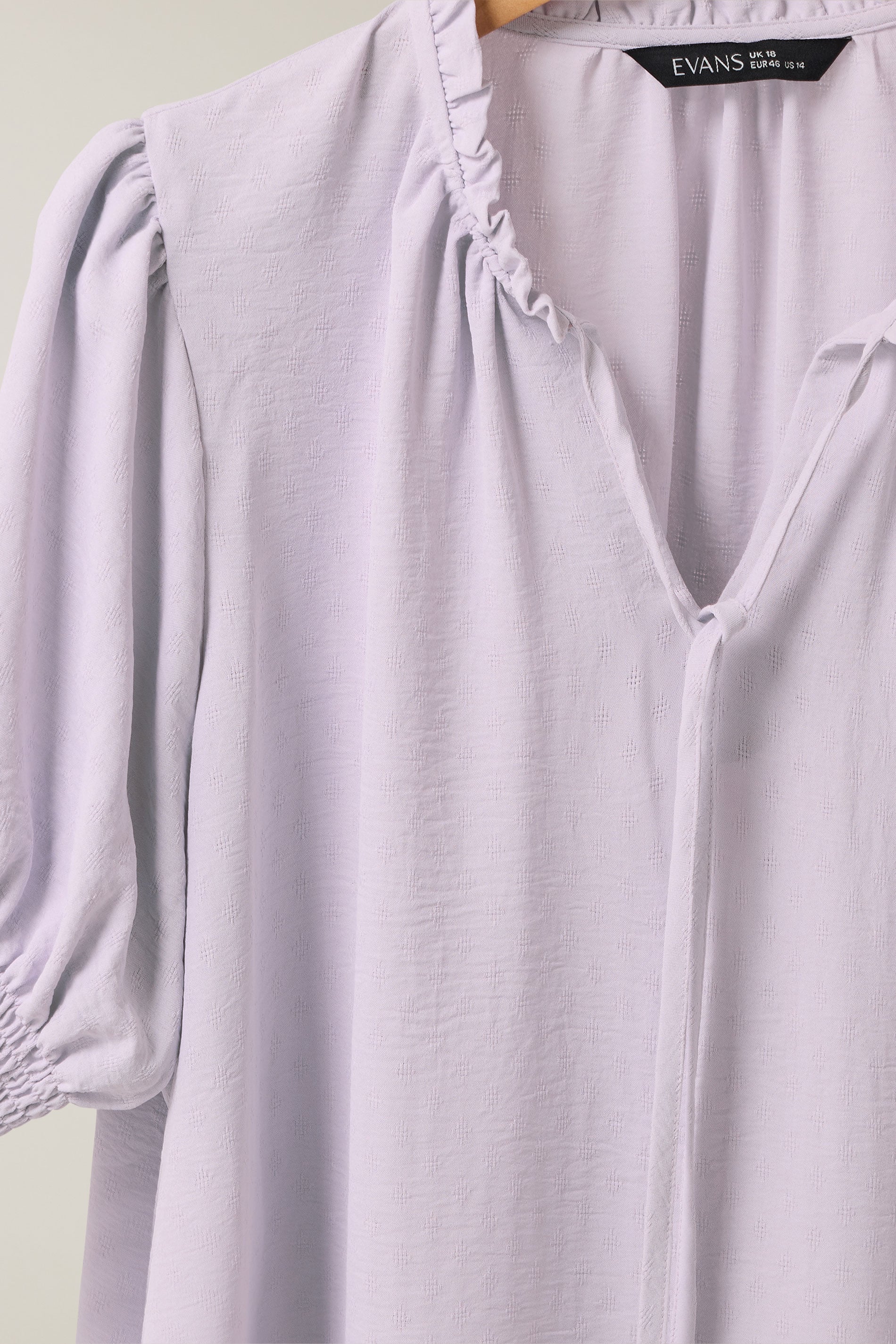 EVANS Plus Size Lilac Purple Frilled Tie Neck Blouse | Evans 6
