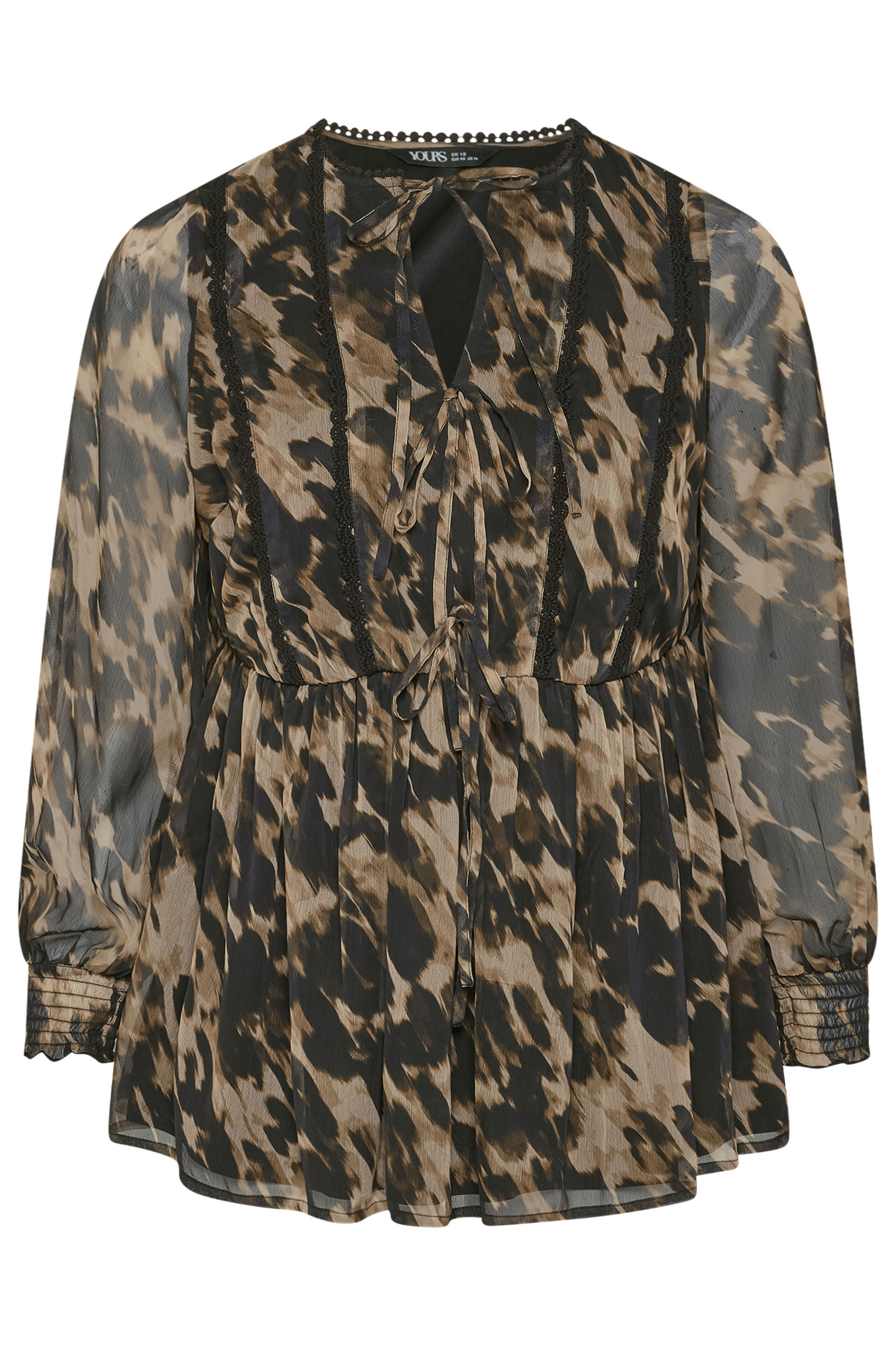 YOURS Plus Size Black Leopard Print Tie Front Blouse | Yours Clothing 5