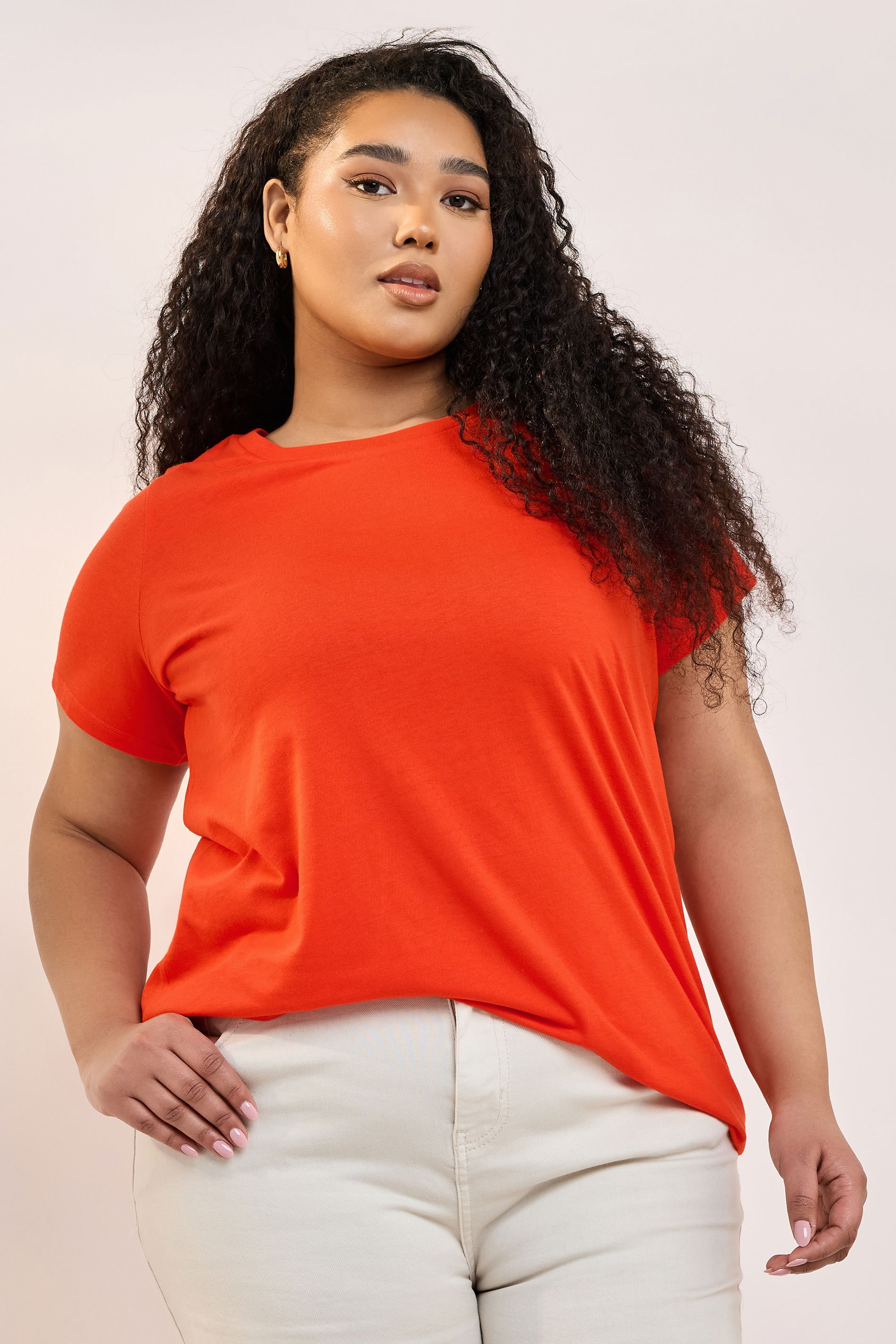 YOURS Plus Size Bright Orange Core T-Shirt | Yours Clothing 1