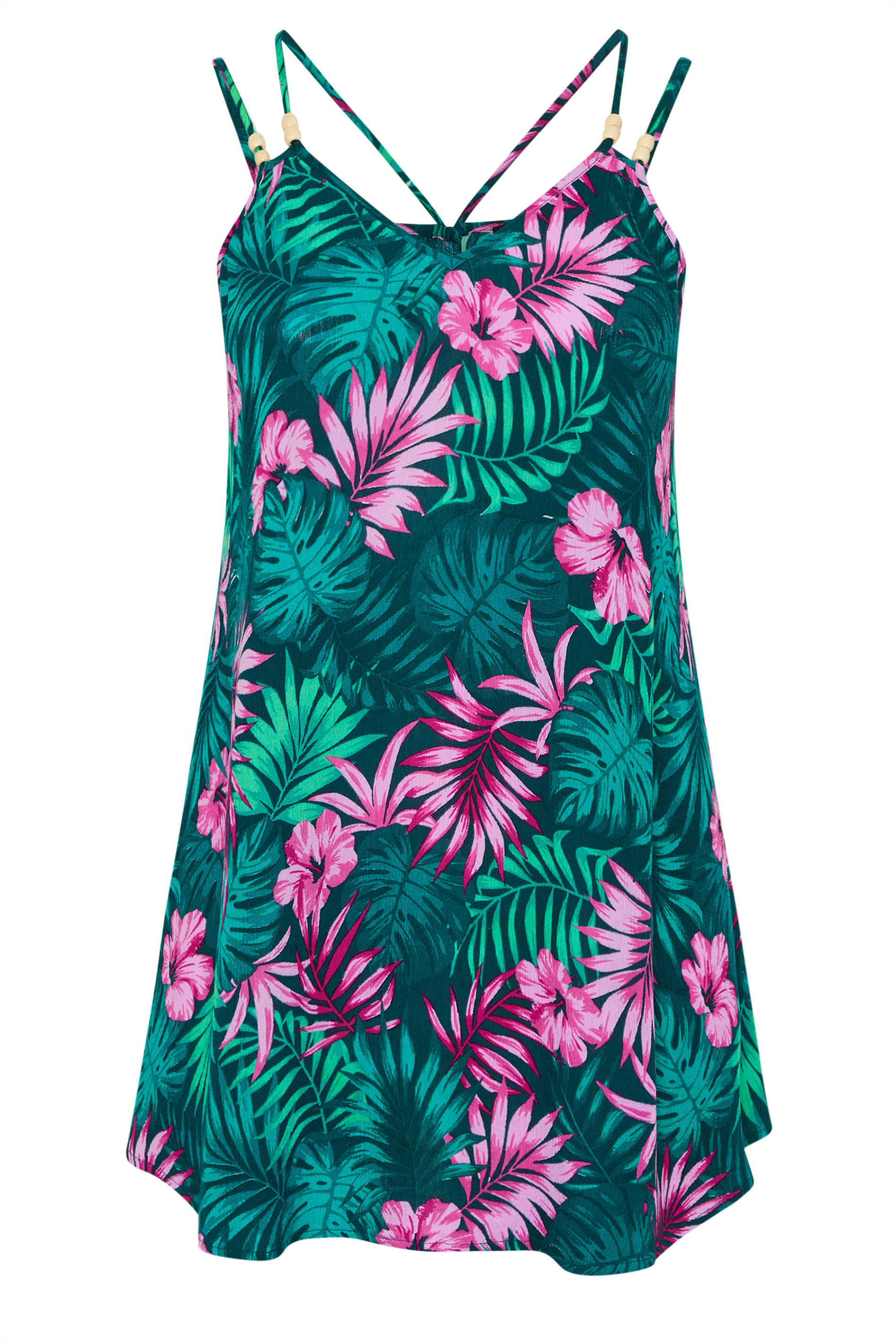 YOURS Plus Size Green Tropical Leaf Print Cami Top | Yours Clothing 6