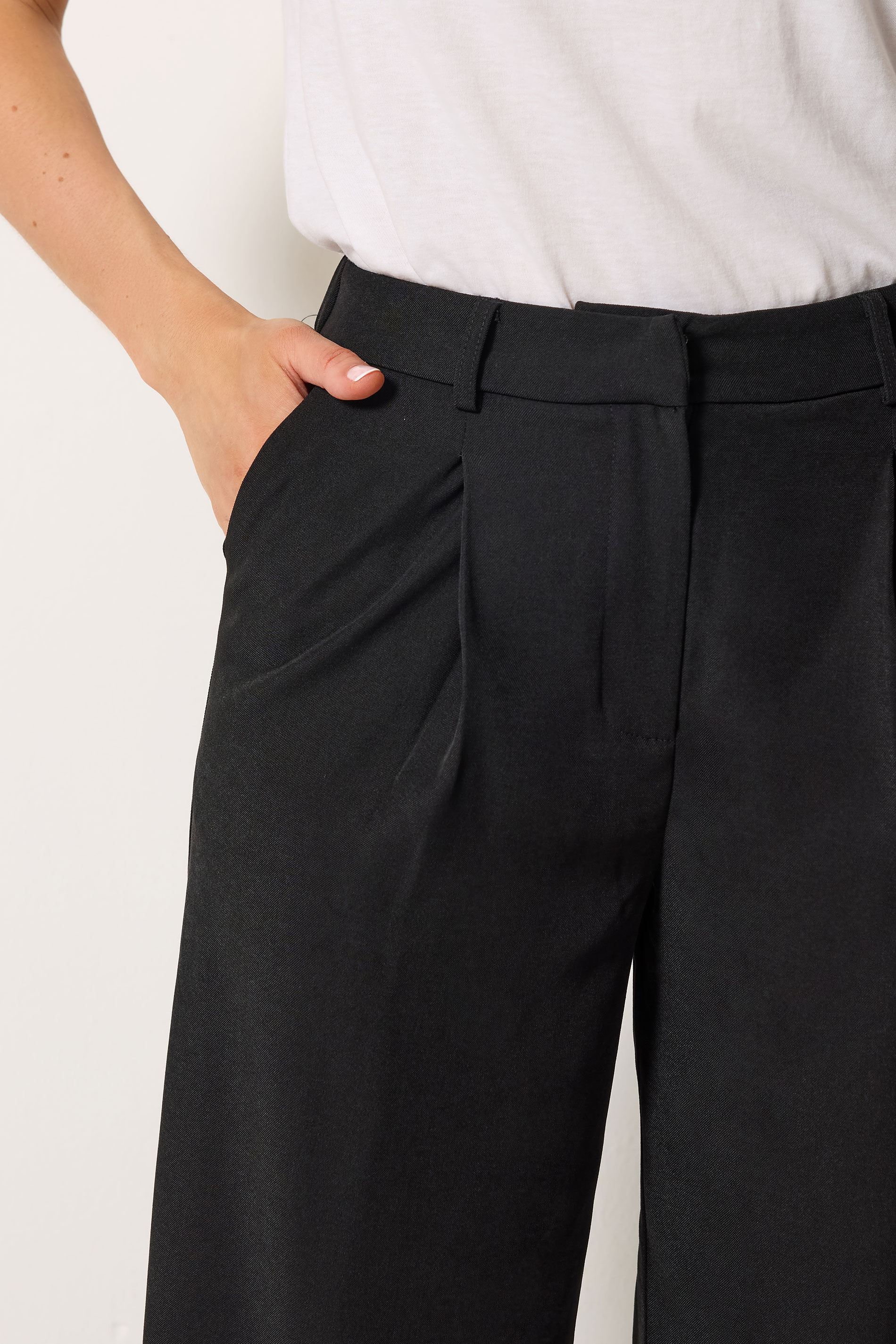 LTS Tall Women's Black Pleated Wide Leg Trousers | Long Tall Sally 4