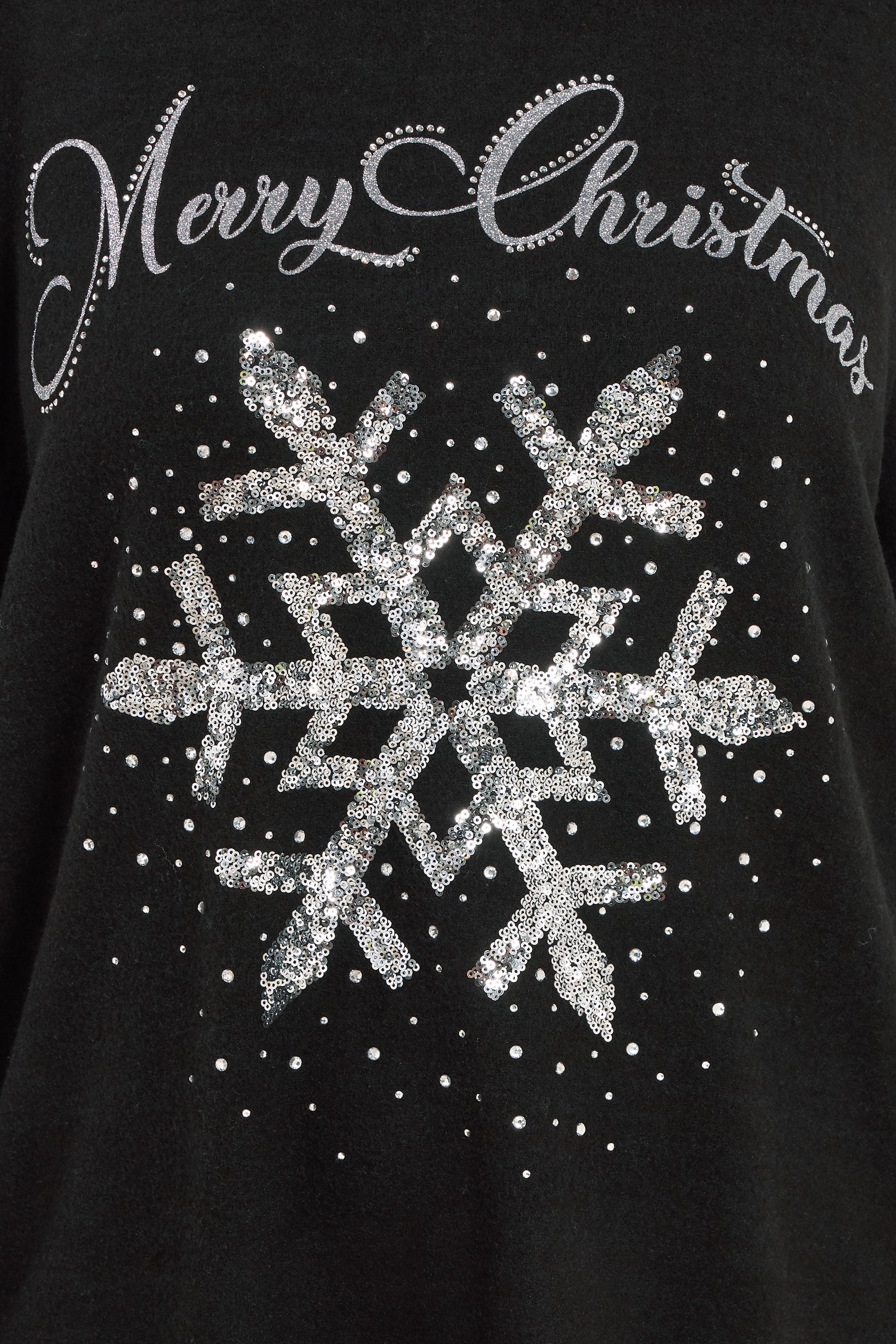 YOURS Plus Size Black Sequin Snowflake Novelty Christmas Jumper | Yours Clothing 4