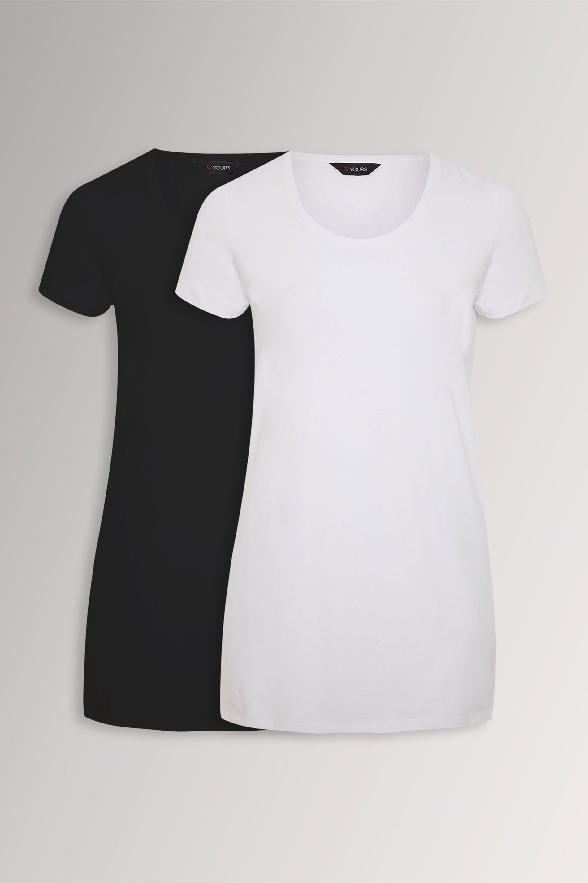 YOURS Plus Size 2 PACK Black & White Longline T-Shirts | Yours Clothing  3
