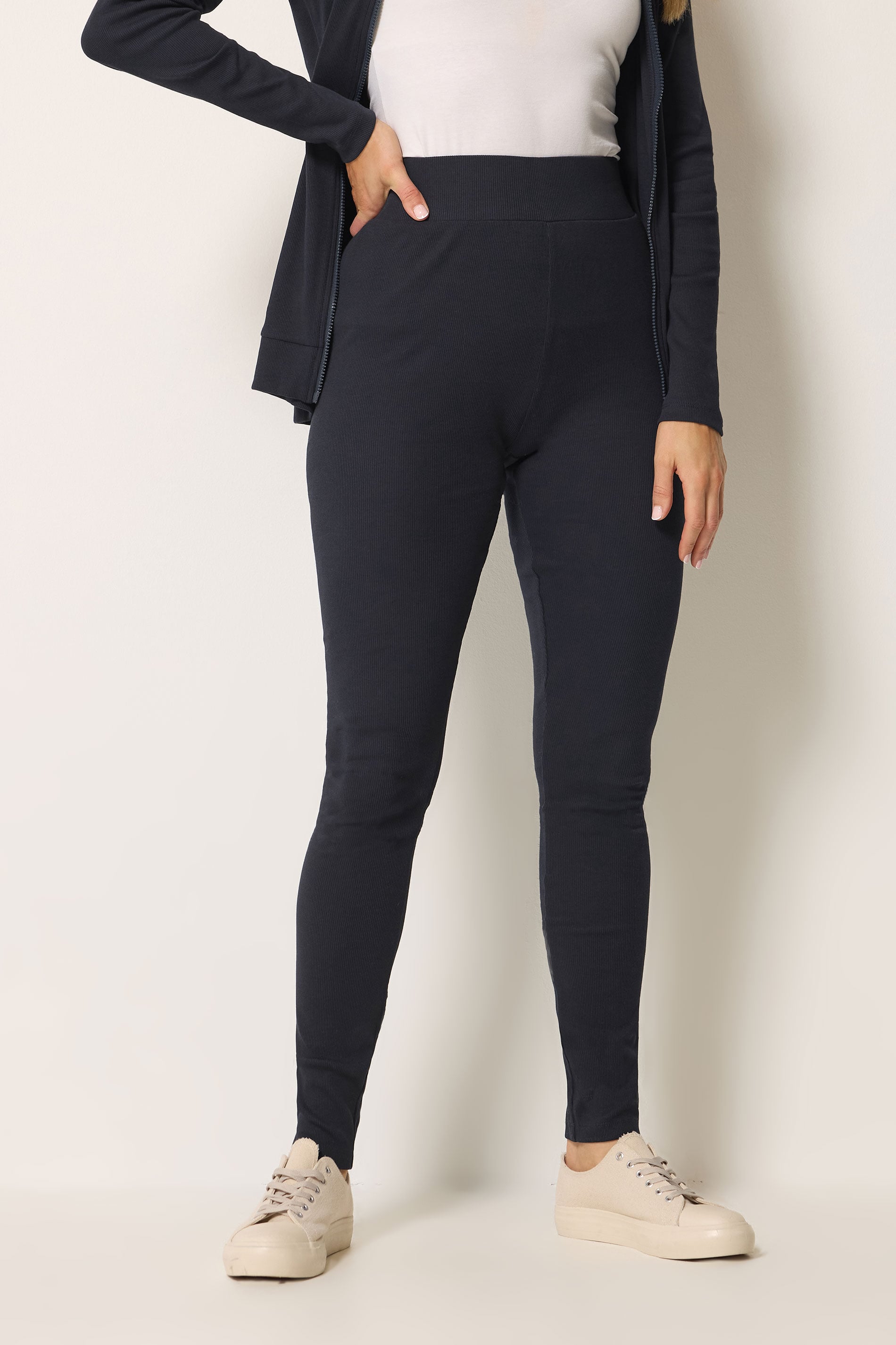 LTS Tall Women's Navy Blue Ribbed Pocket Leggings | Long Tall Sally 1