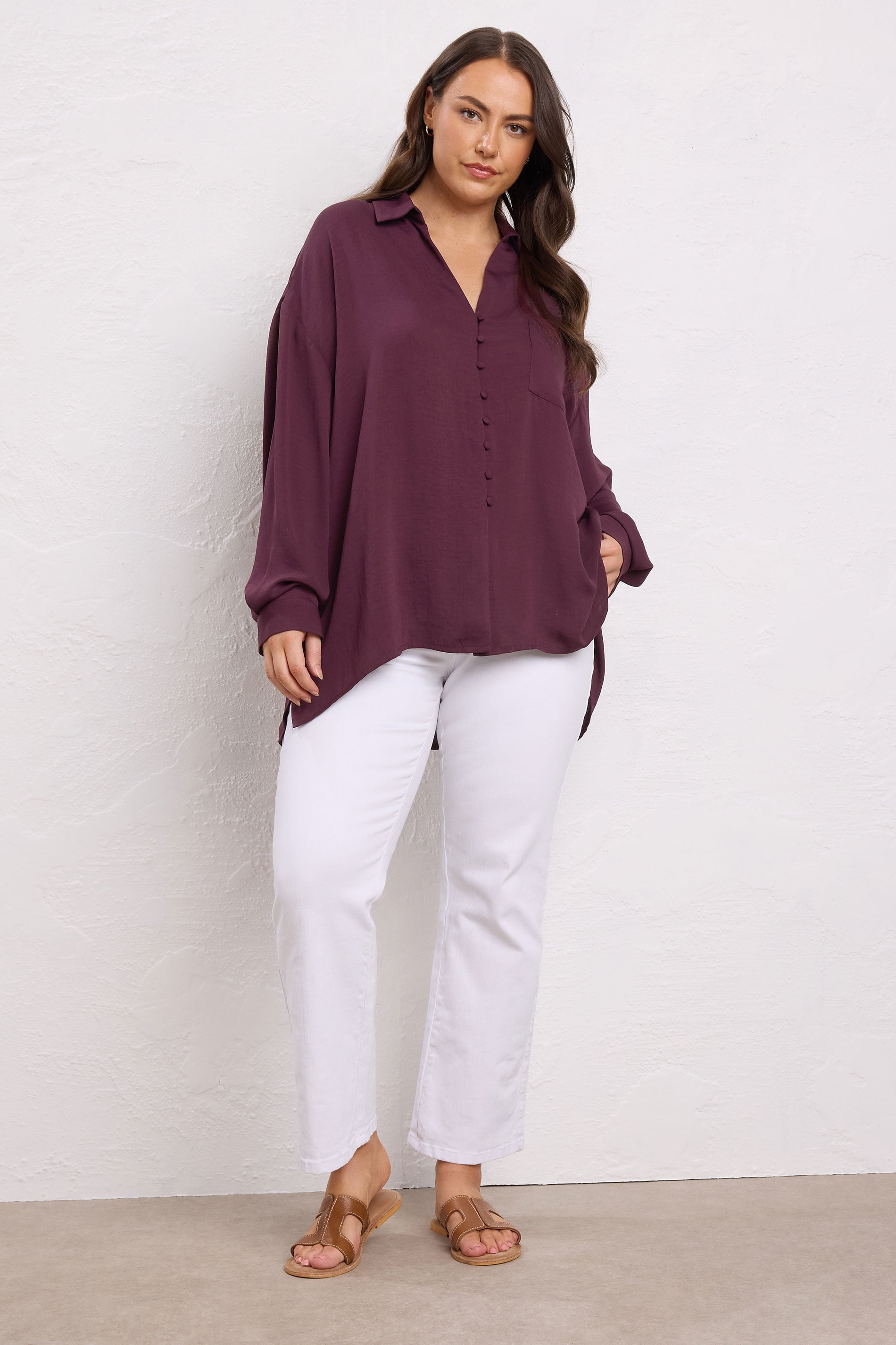 Plus Size Metallic Burgundy Shirt