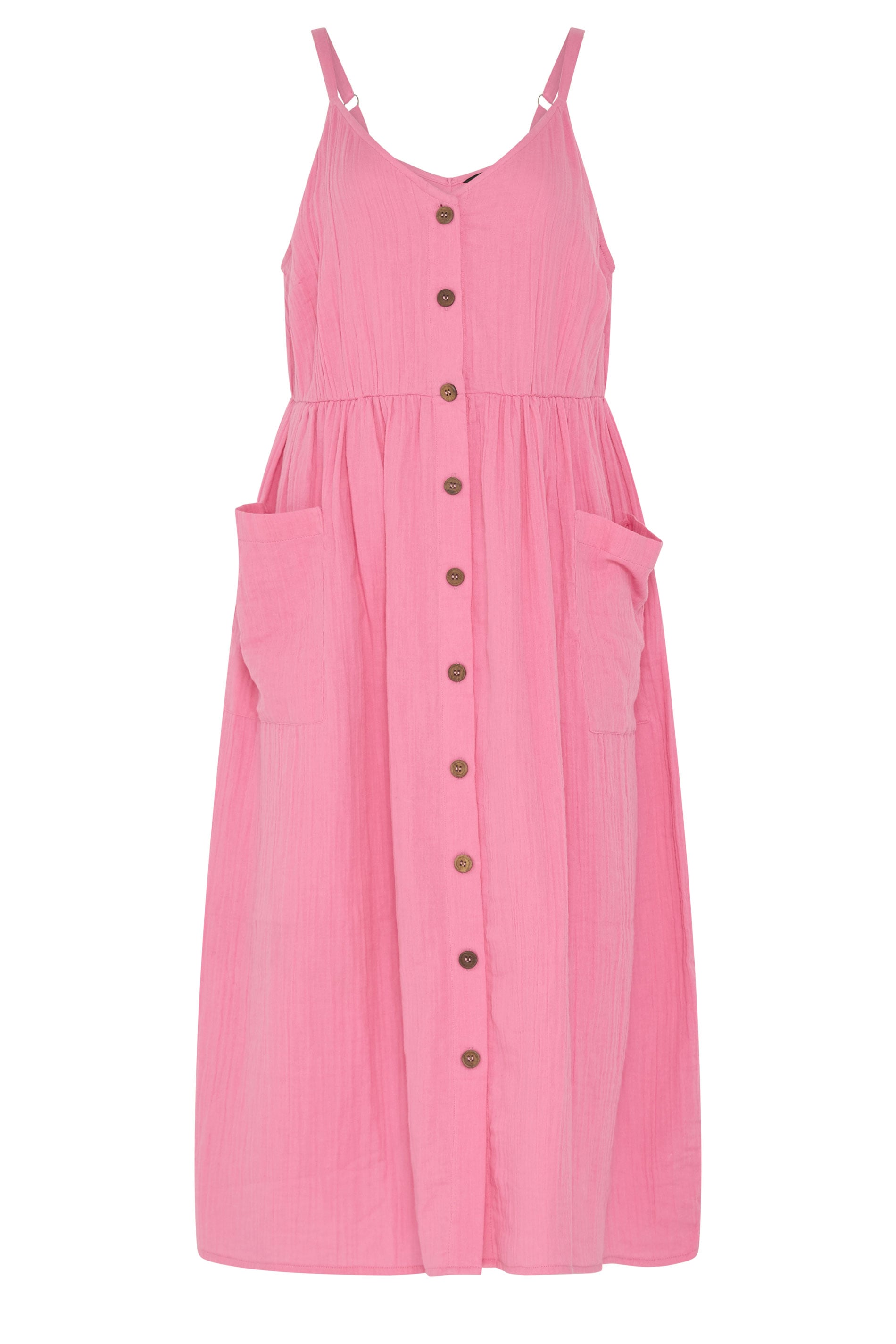 YOURS Plus Size Pink Cheesecloth Strappy Maxi Dress | Yours Clothing 5