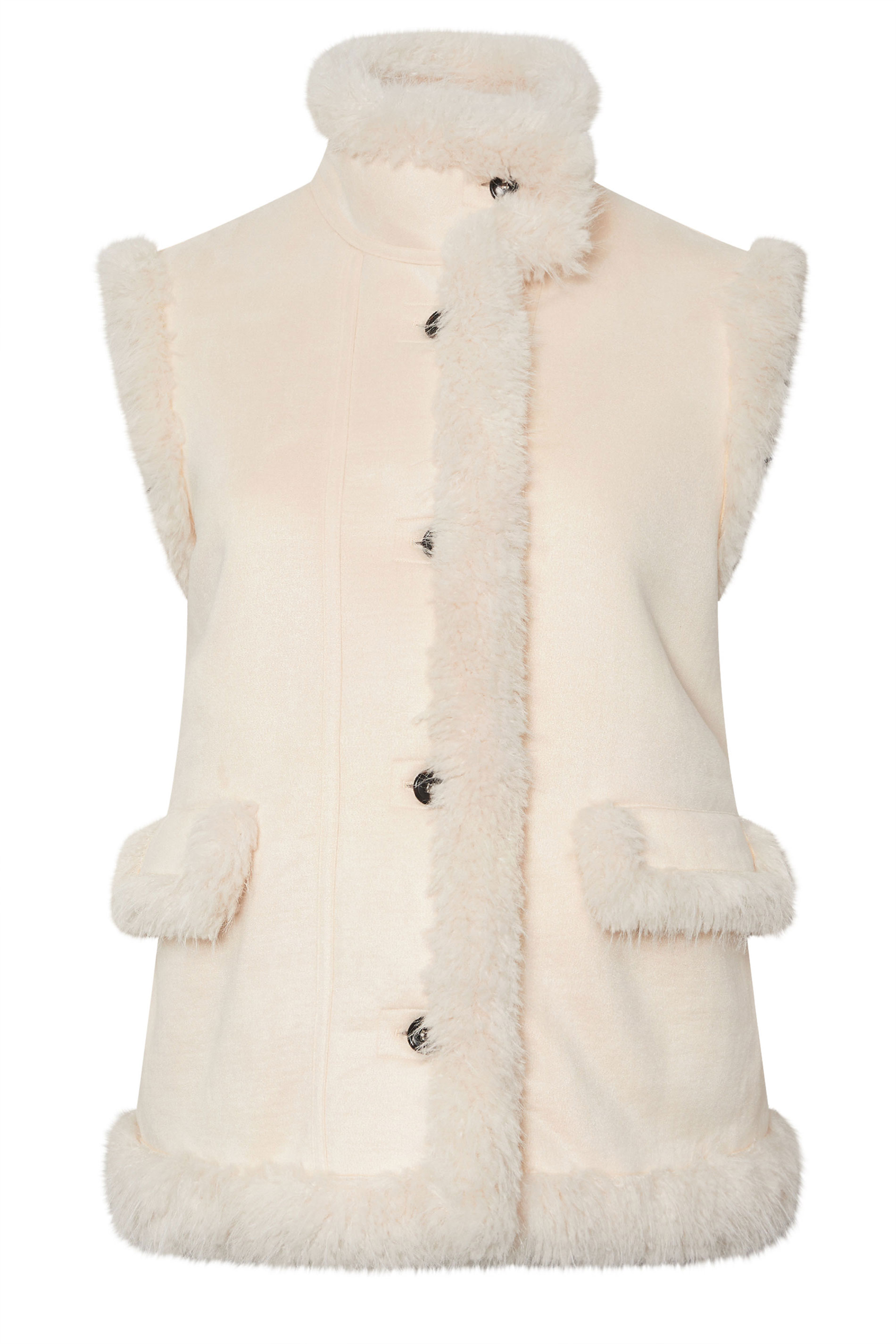 YOURS Plus Size Ivory White Shaggy Faux Fur Gilet | Yours Clothing 6