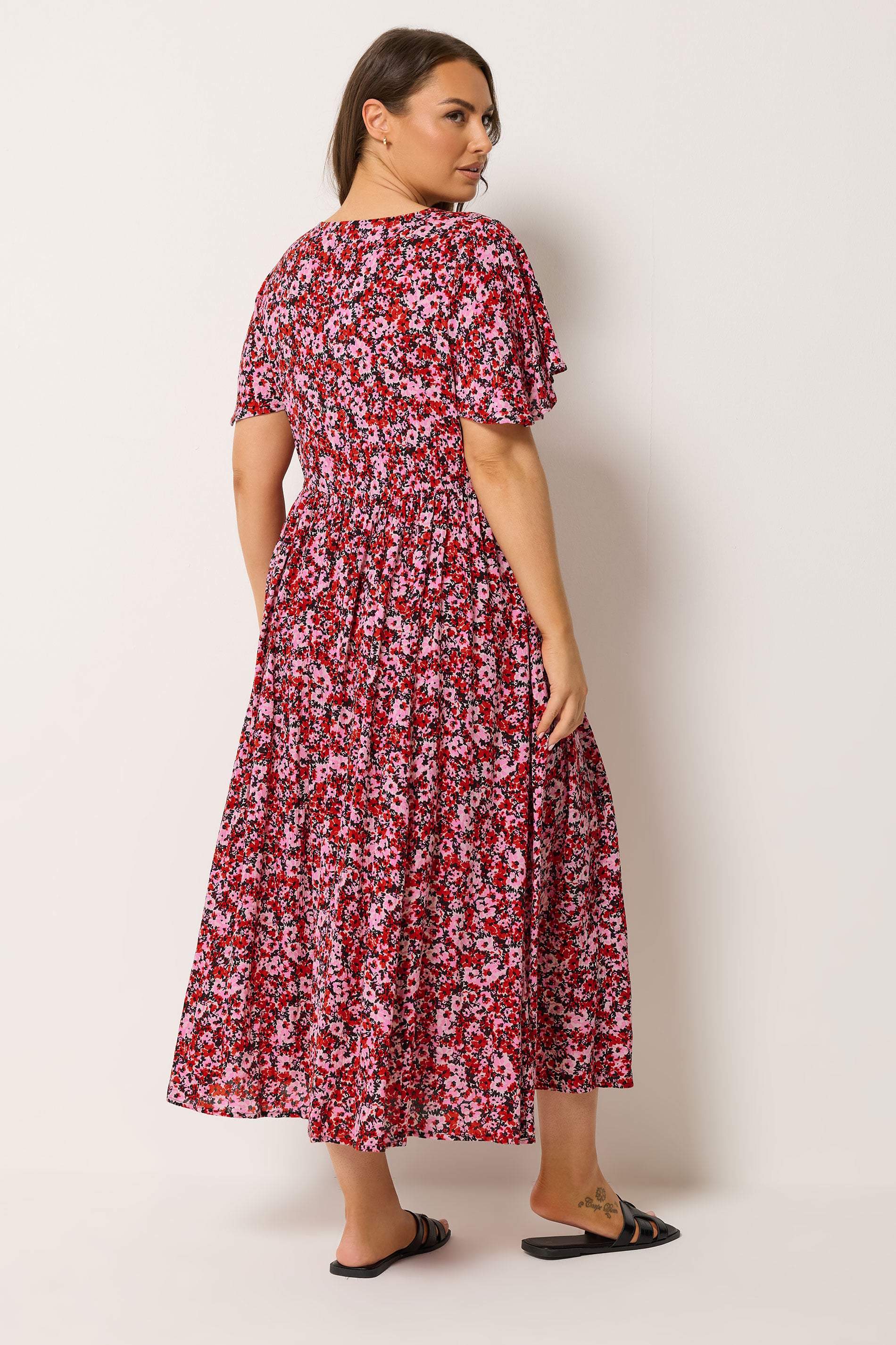 YOURS Plus Size Pink Ditsy Floral Maxi Dress | Yours Clothing 2