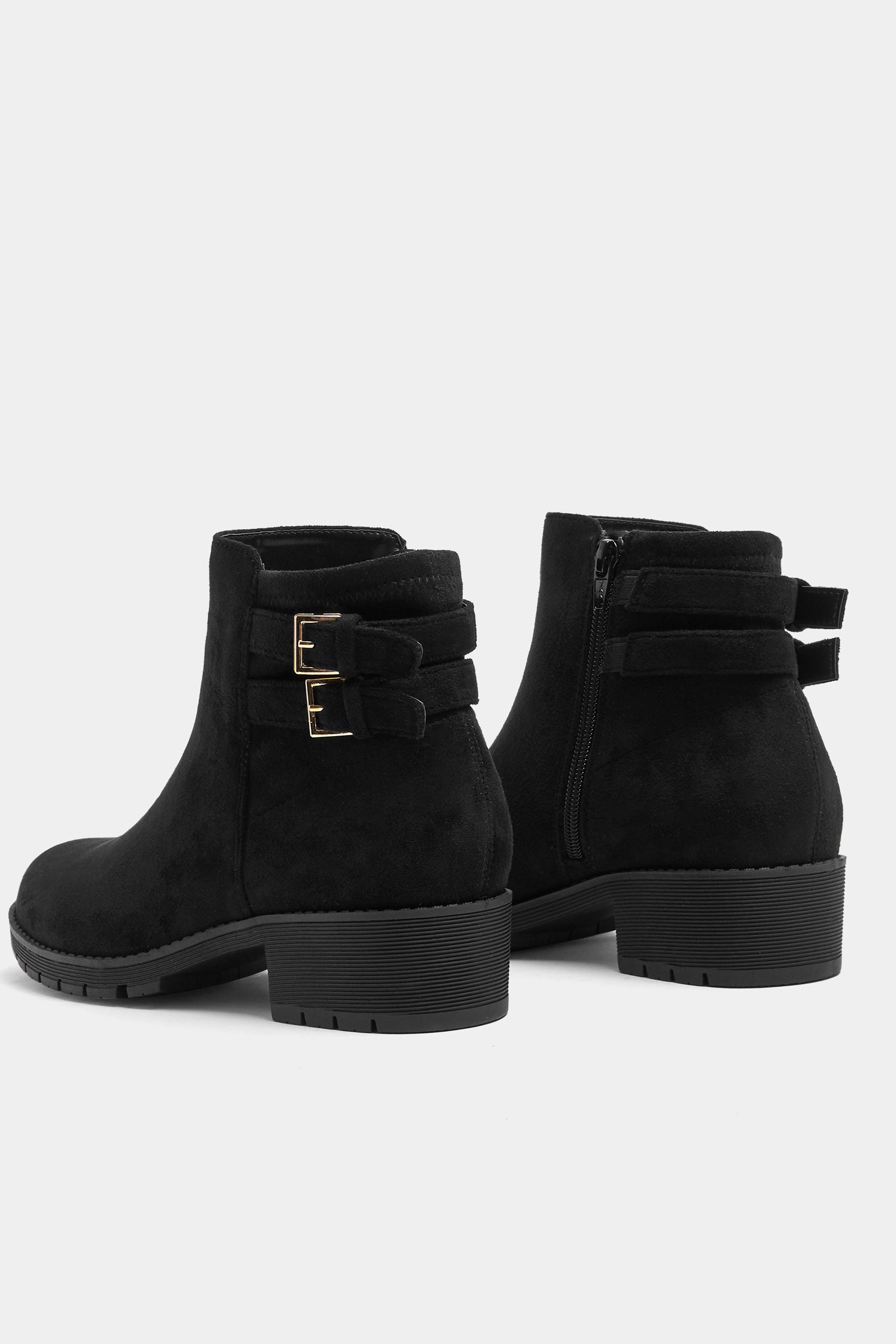Black Double Buckle Chelsea Boots In Wide E Fit | Yours Clothing 4