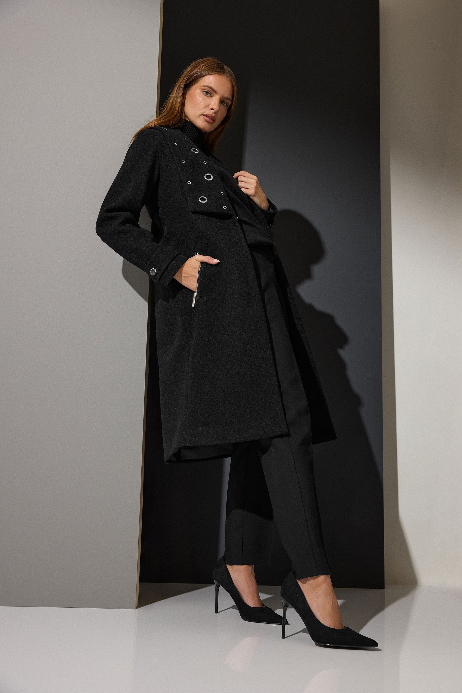 STAR Black Eyelet Collar Coat | StarByJM 3