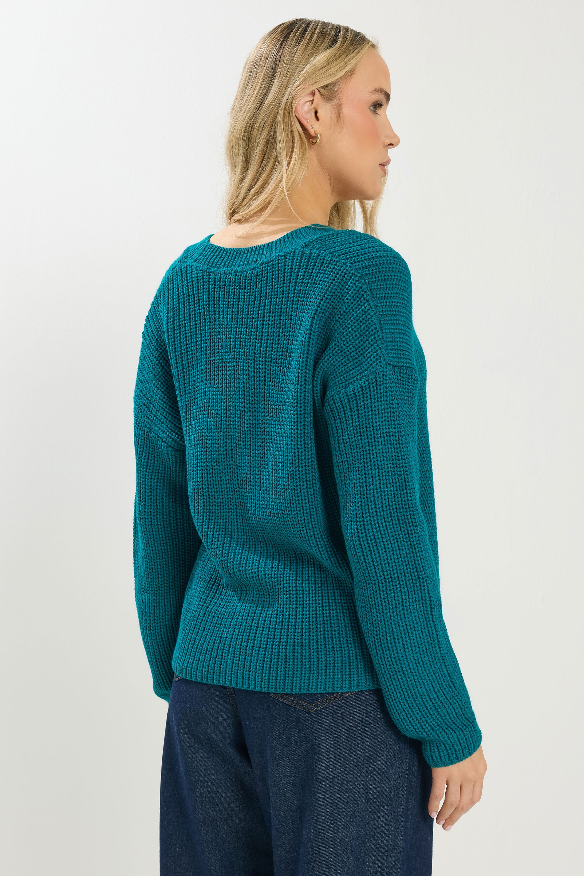 LTS Tall Women's Teal Blue V-Neck Cardigan | Long Tall Sally 2