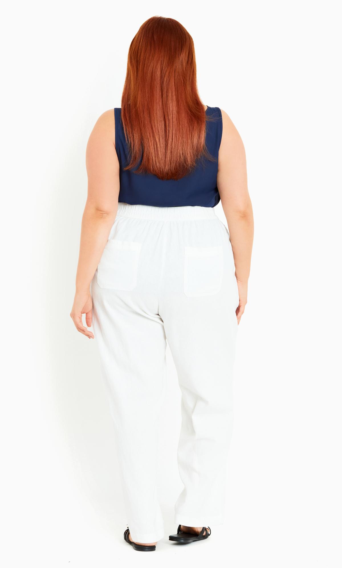 Linen Blend White Trouser Regular Length 2