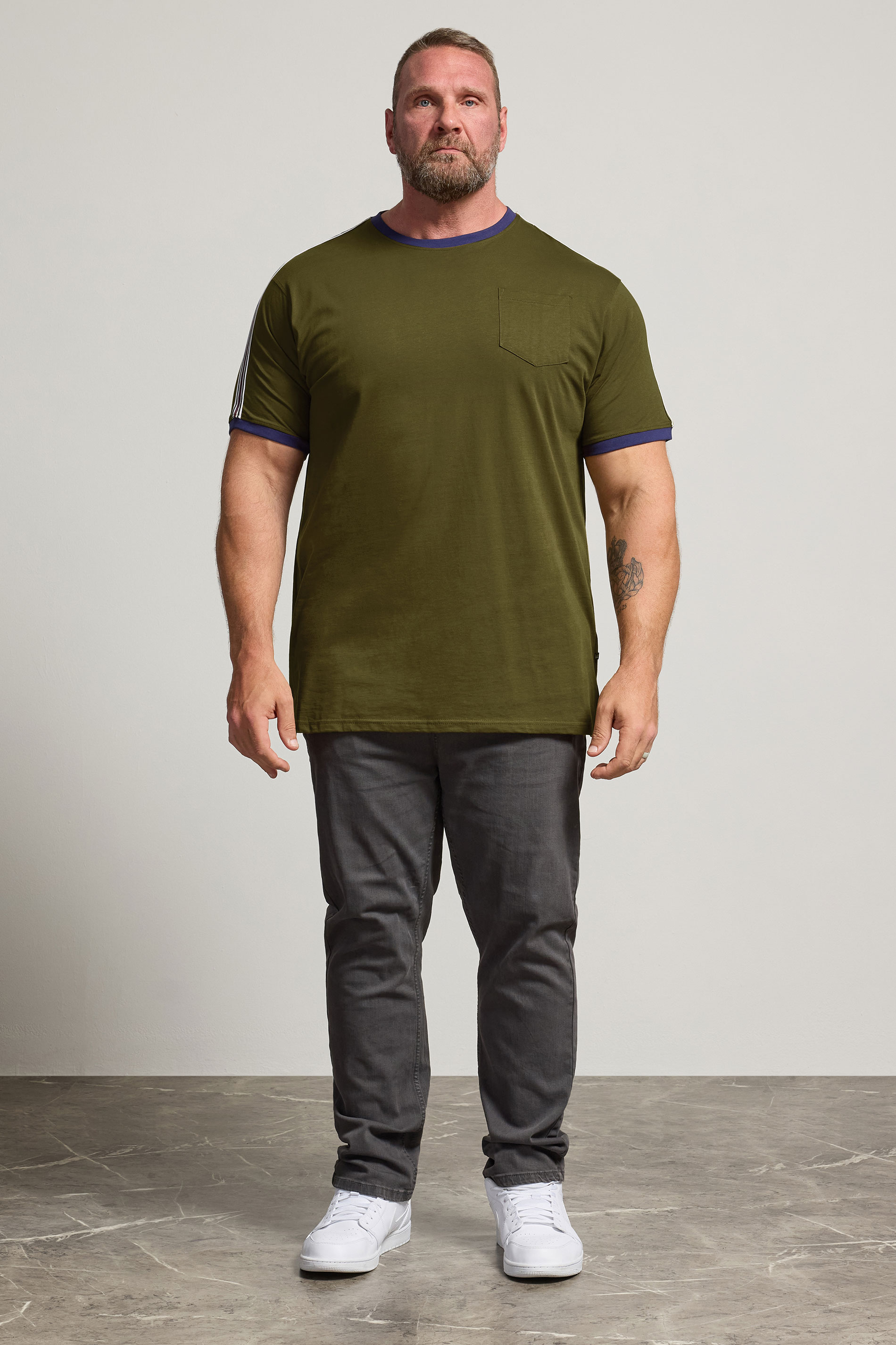 KAM Big & Tall Olive Green Ringer T-Shirt | BadRhino 1