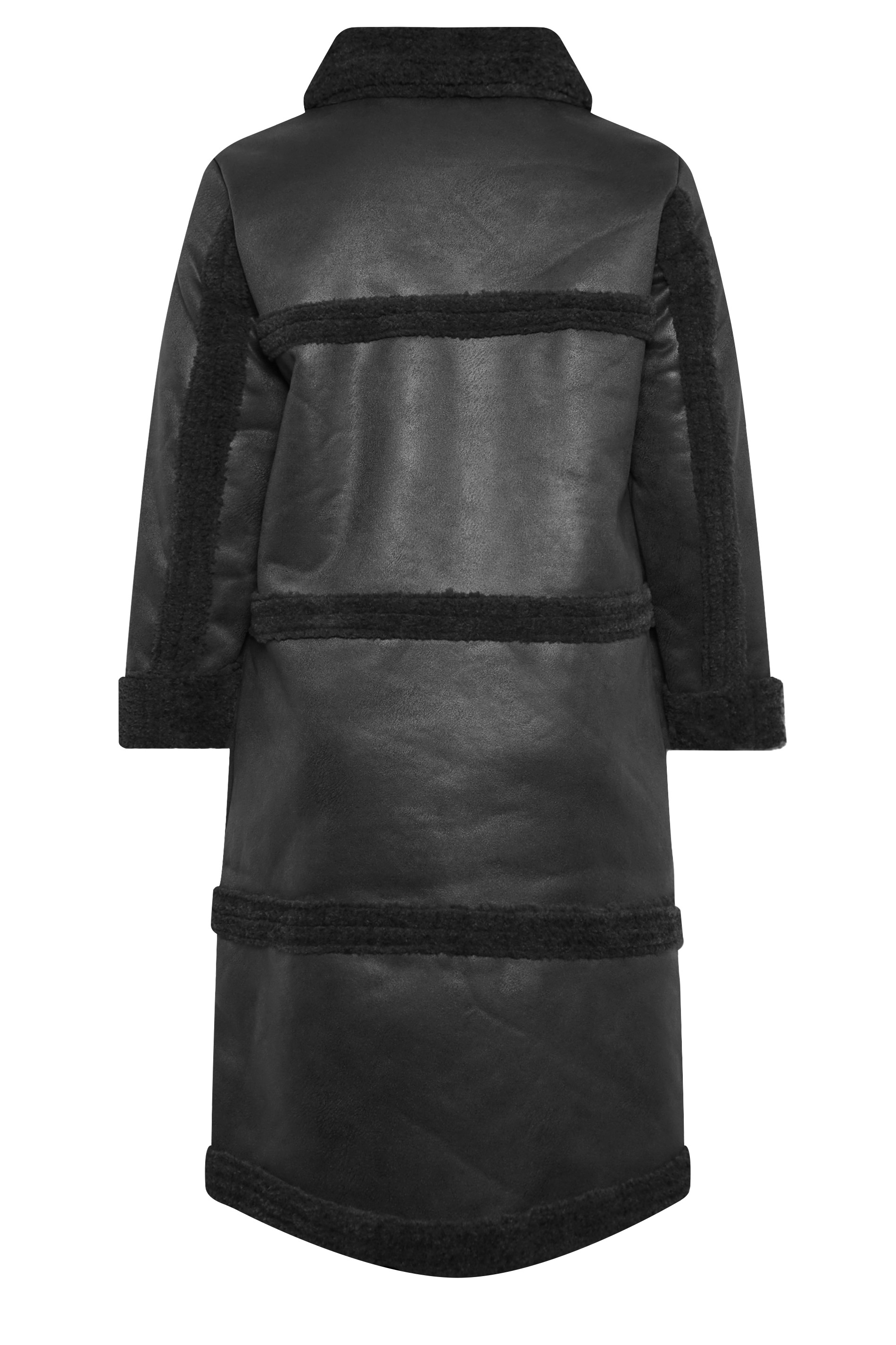 YOURS Curve Black Faux Fur PU Jacket | Yours Clothing 7