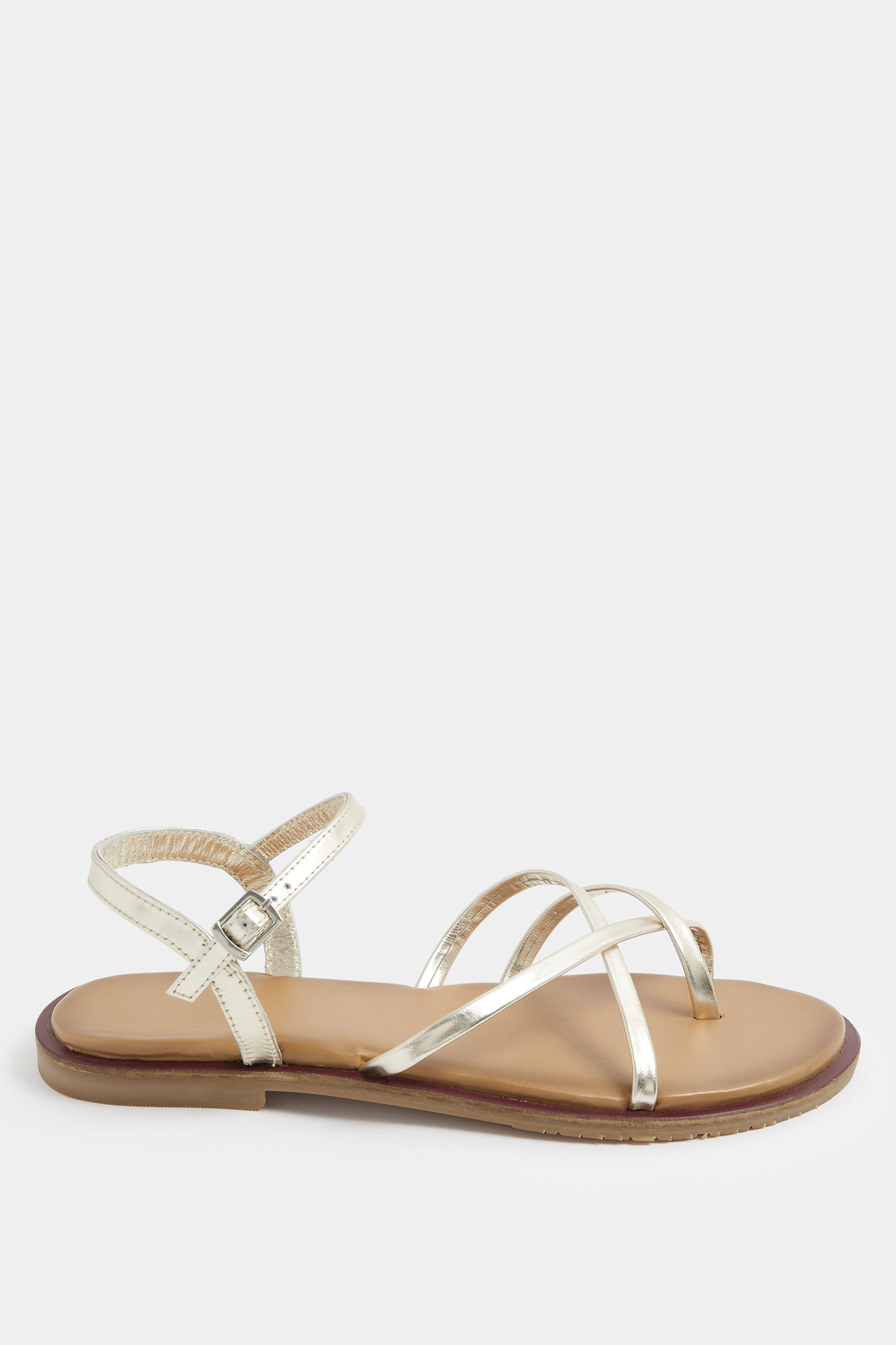 LTS Gold Cross Strap Sandals In a Standard Fit | Long Tall Sally 4