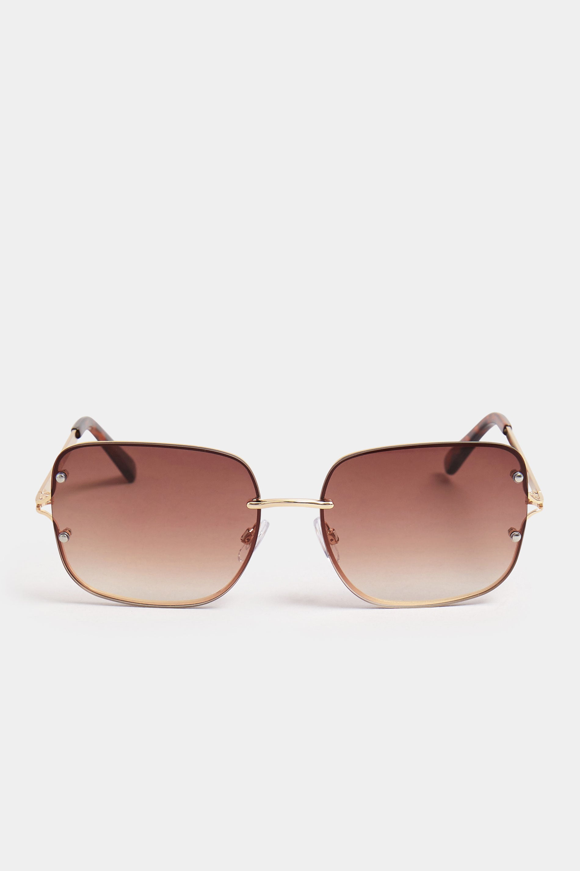 Gold Tone Metal Frame Sunglasses | Yours Clothing 2