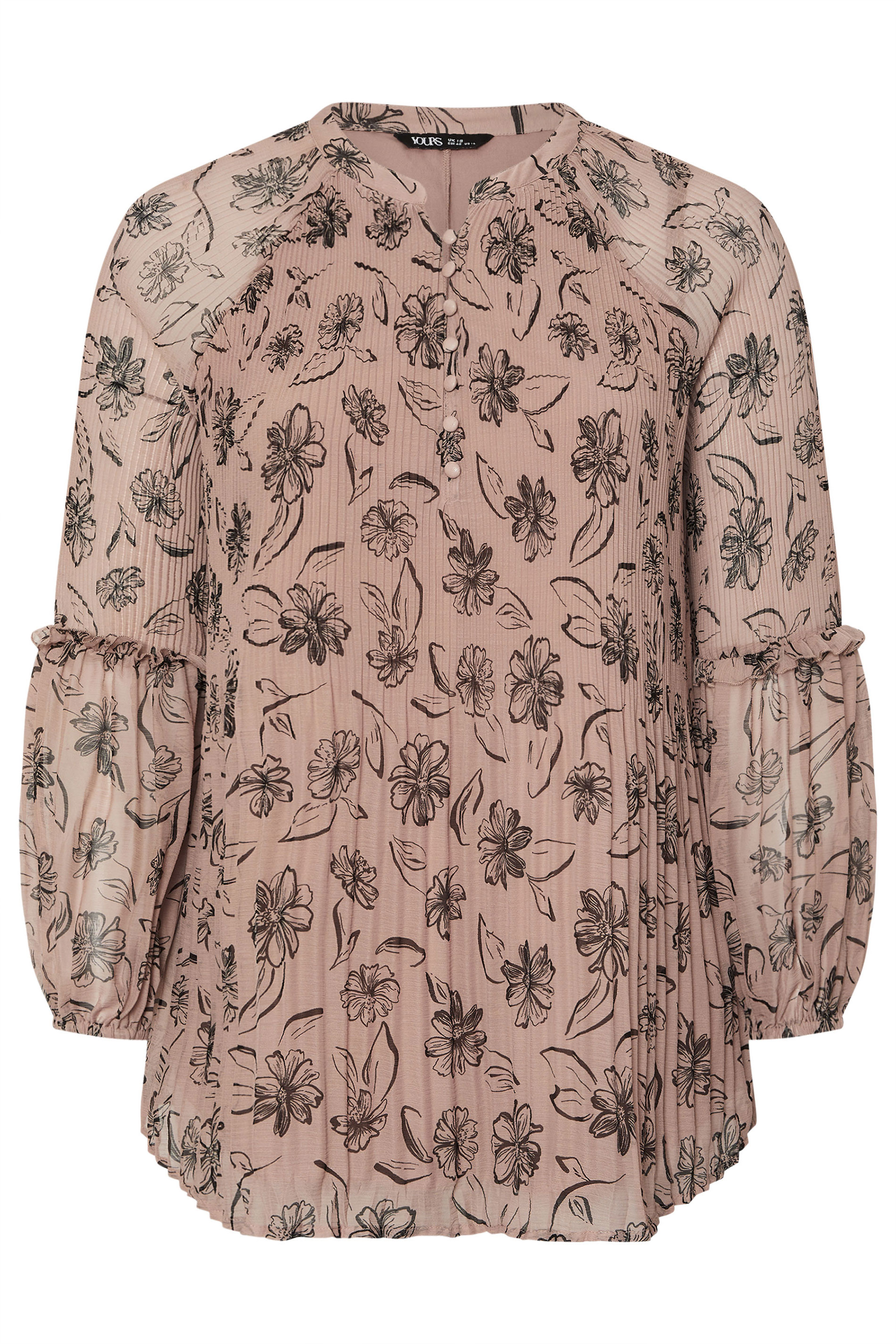 YOURS Plus Size Mauve Purple Floral Pleated Blouse | Yours Clothing 6