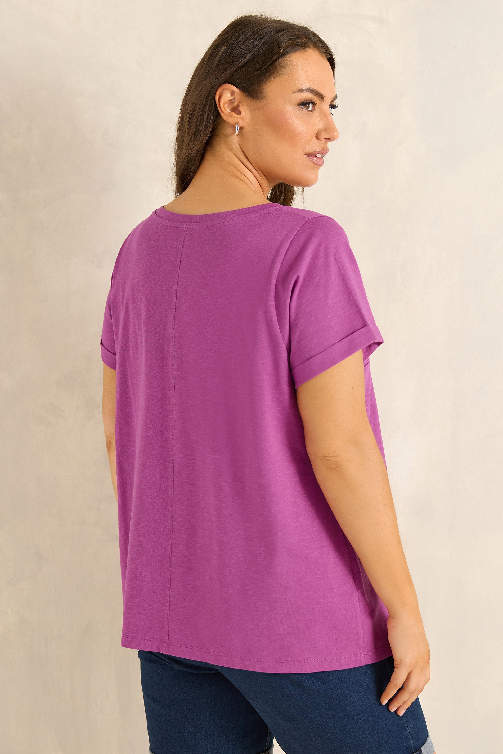 EVANS Plus Size Purple Cotton T-Shirt | Evans 2