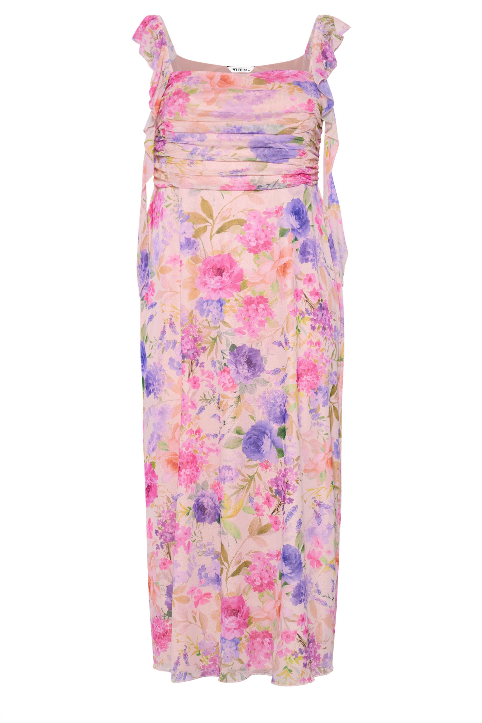 YOURS LONDON Plus Size Nude Floral Ruffle Dress 5