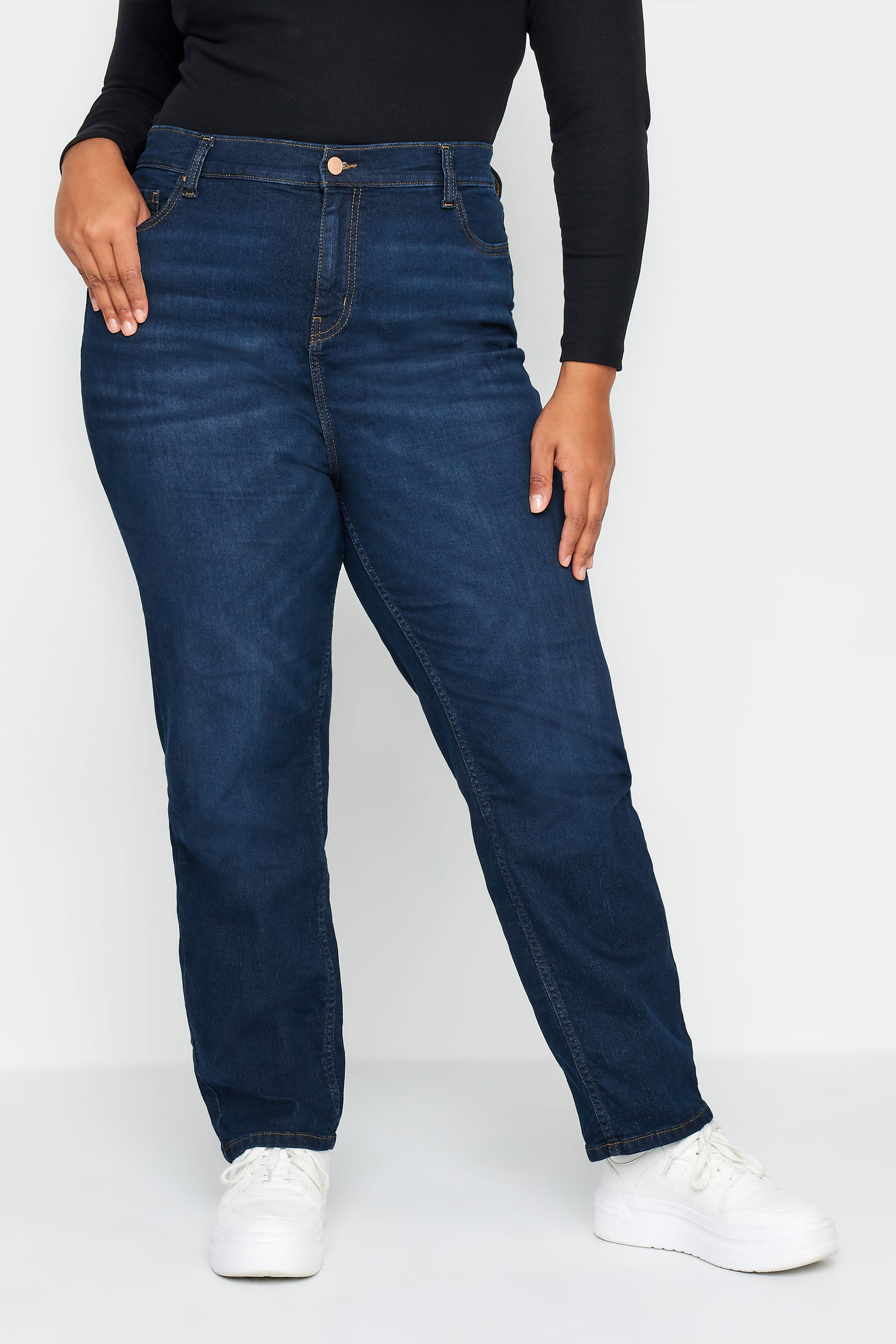 YOURS Plus Size Indigo Blue Straight Leg RUBY Jeans | Yours 1