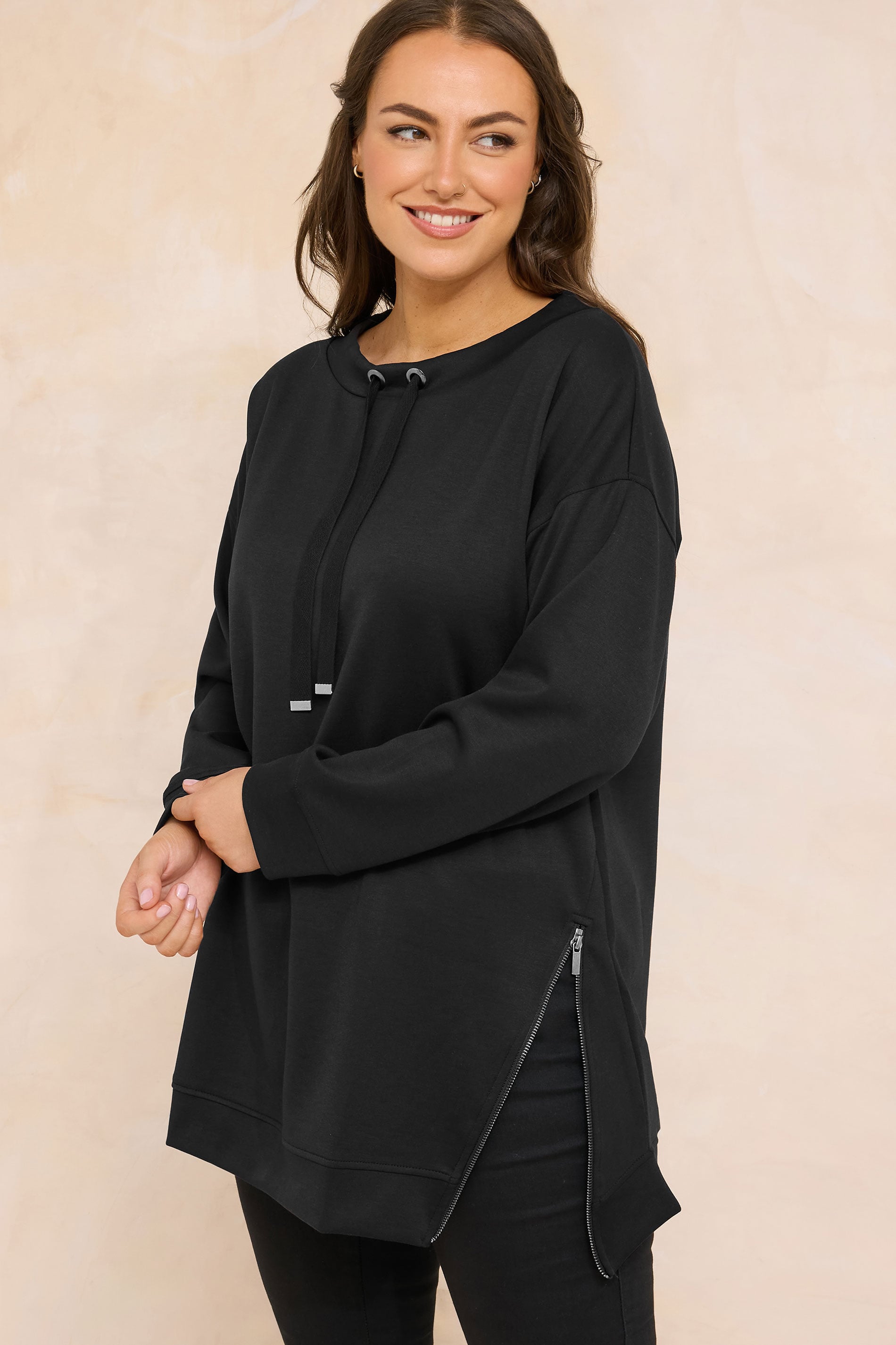 Evans Women's Black Plus Luxe Zip Detail Sweatshirt Size 30-32