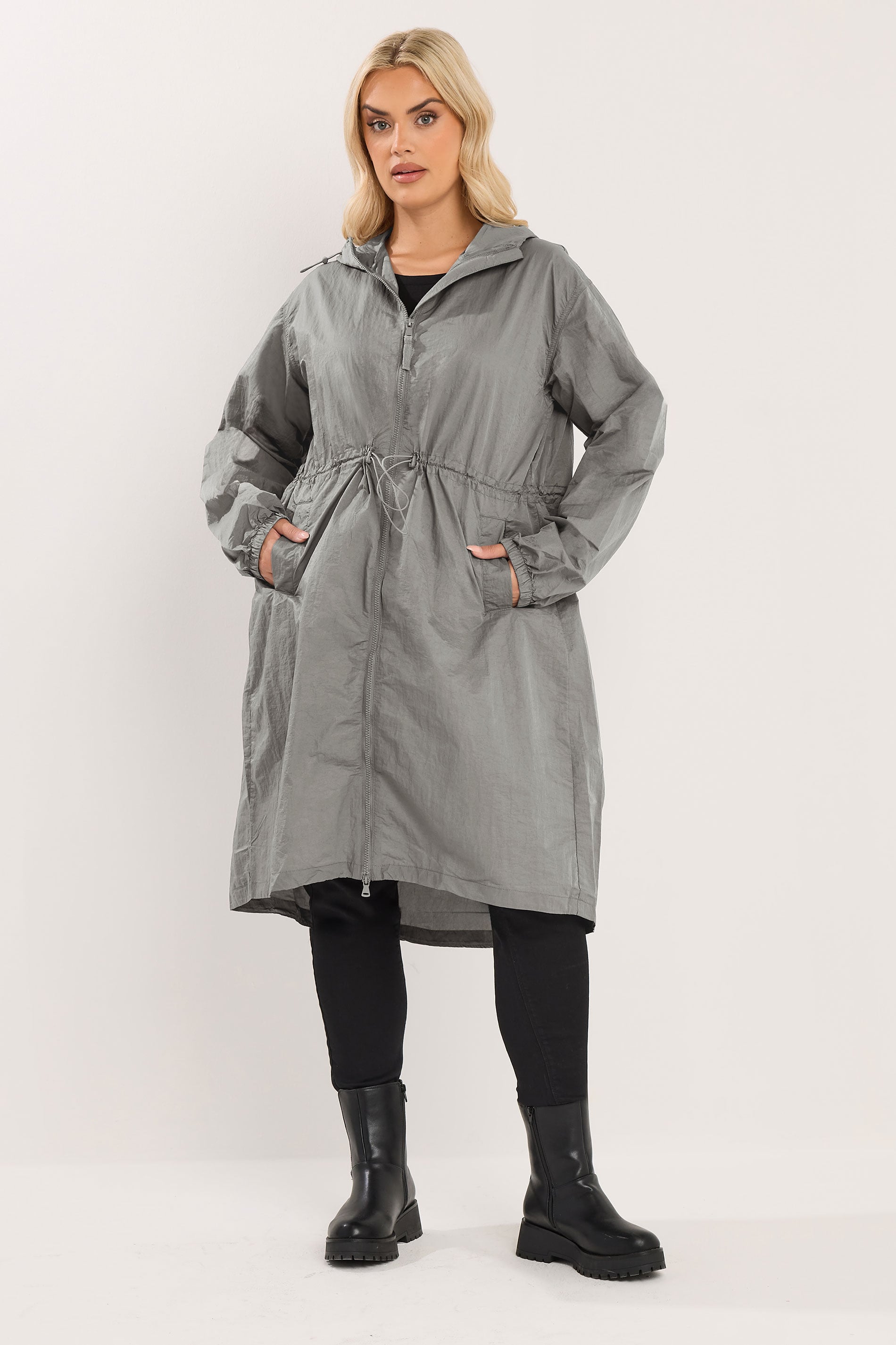 YOURS Plus Size Grey Lightweight Longline Parka Jacket | Yours Clothing 1