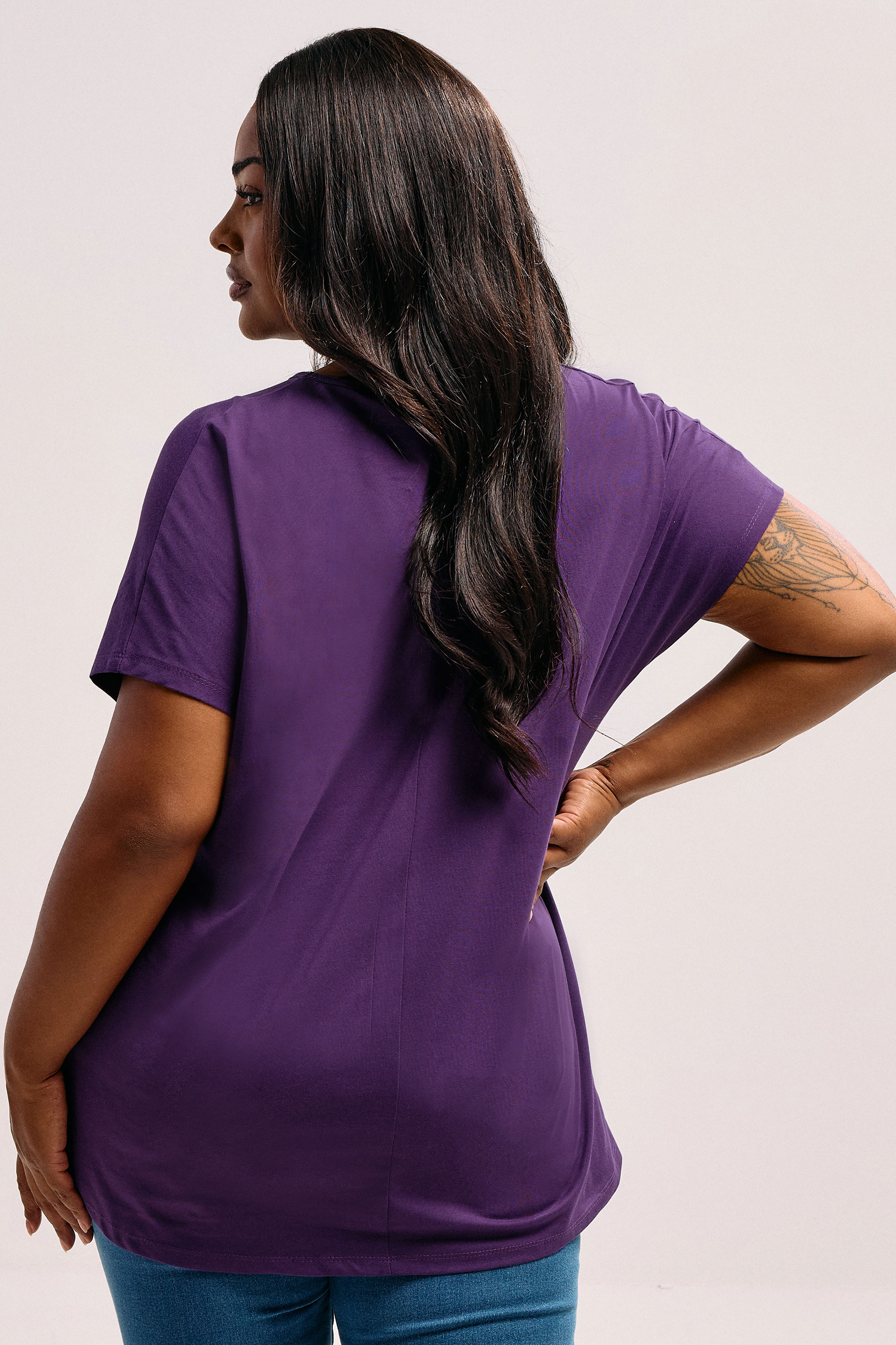 YOURS Plus Size Purple Slash Detail Top | Yours Clothing 2