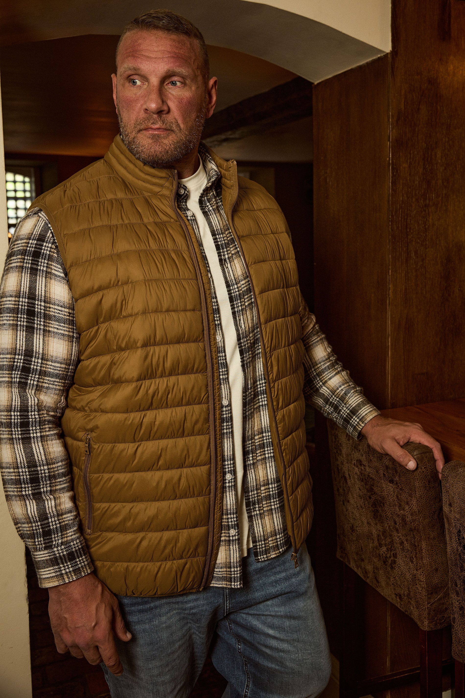 BadRhino Big & Tall Brown Puffer Gilet | BadRhino 3