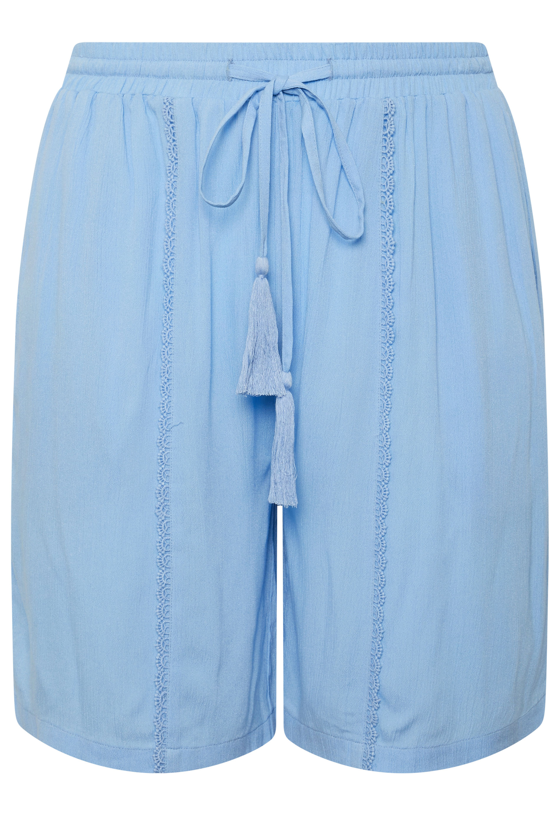 YOURS Plus Size Blue Scallop Trim Shorts | Yours Clothing 5