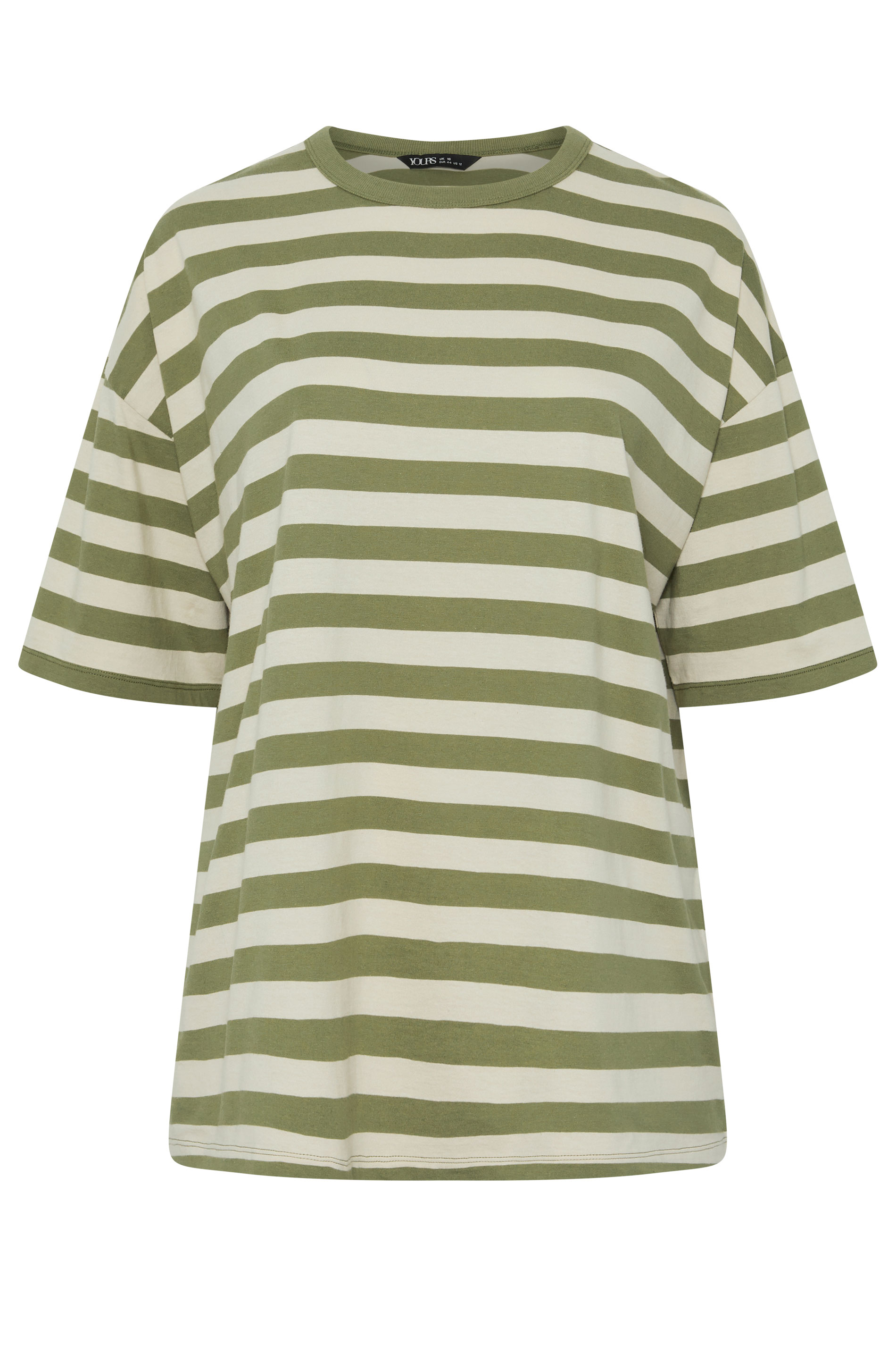 YOURS Plus Size Khaki Green & Cream Boxy T-Shirt | Yours Clothing 5