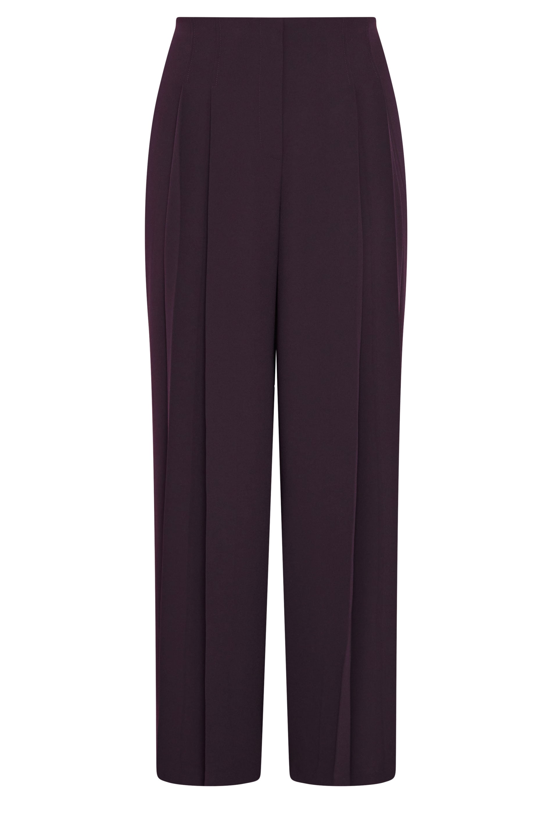 EVANS Plus Size Plum Textured Pleated Trousers | Evans 5
