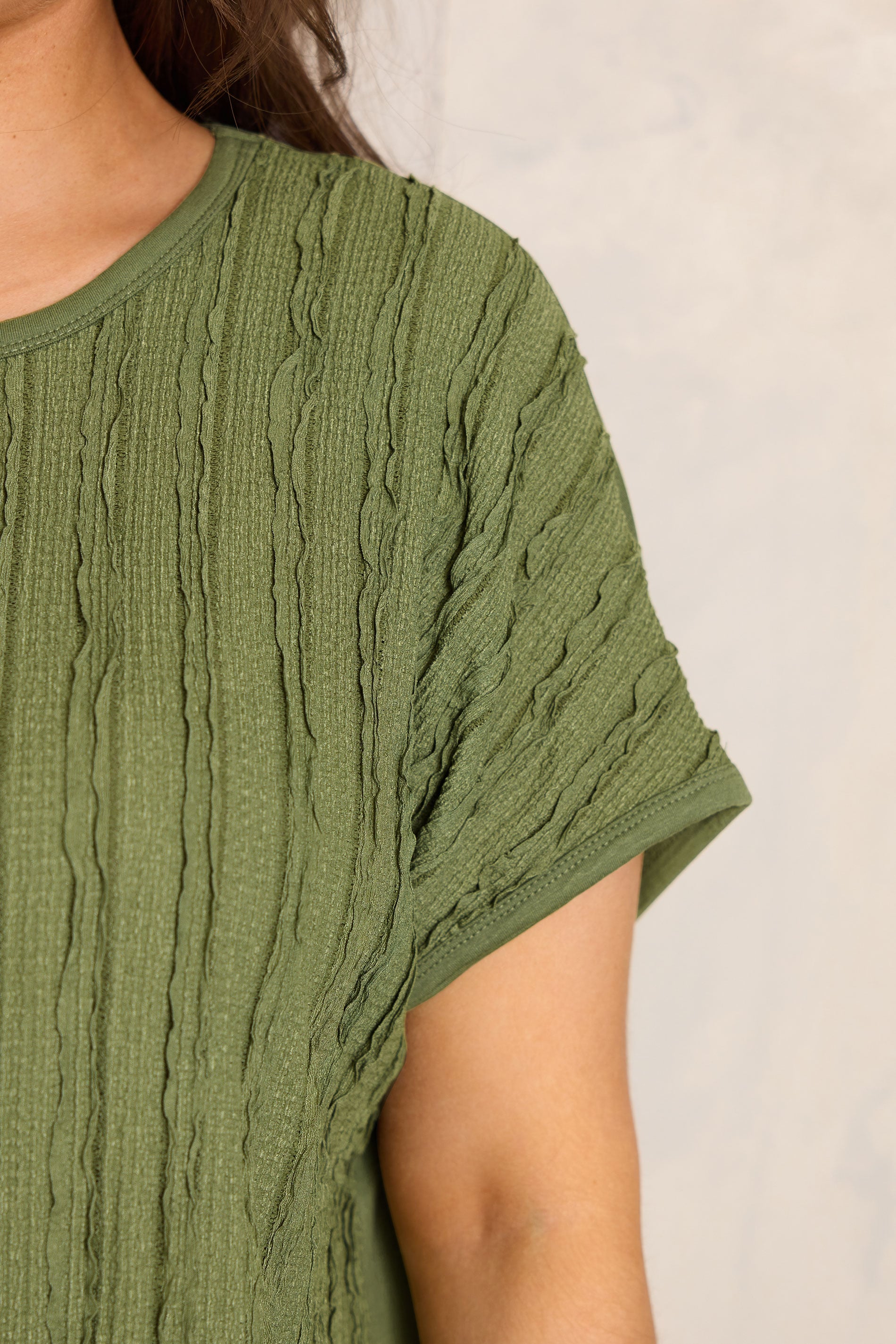 EVANS Plus Size Green Textured Front Top | Evans 4