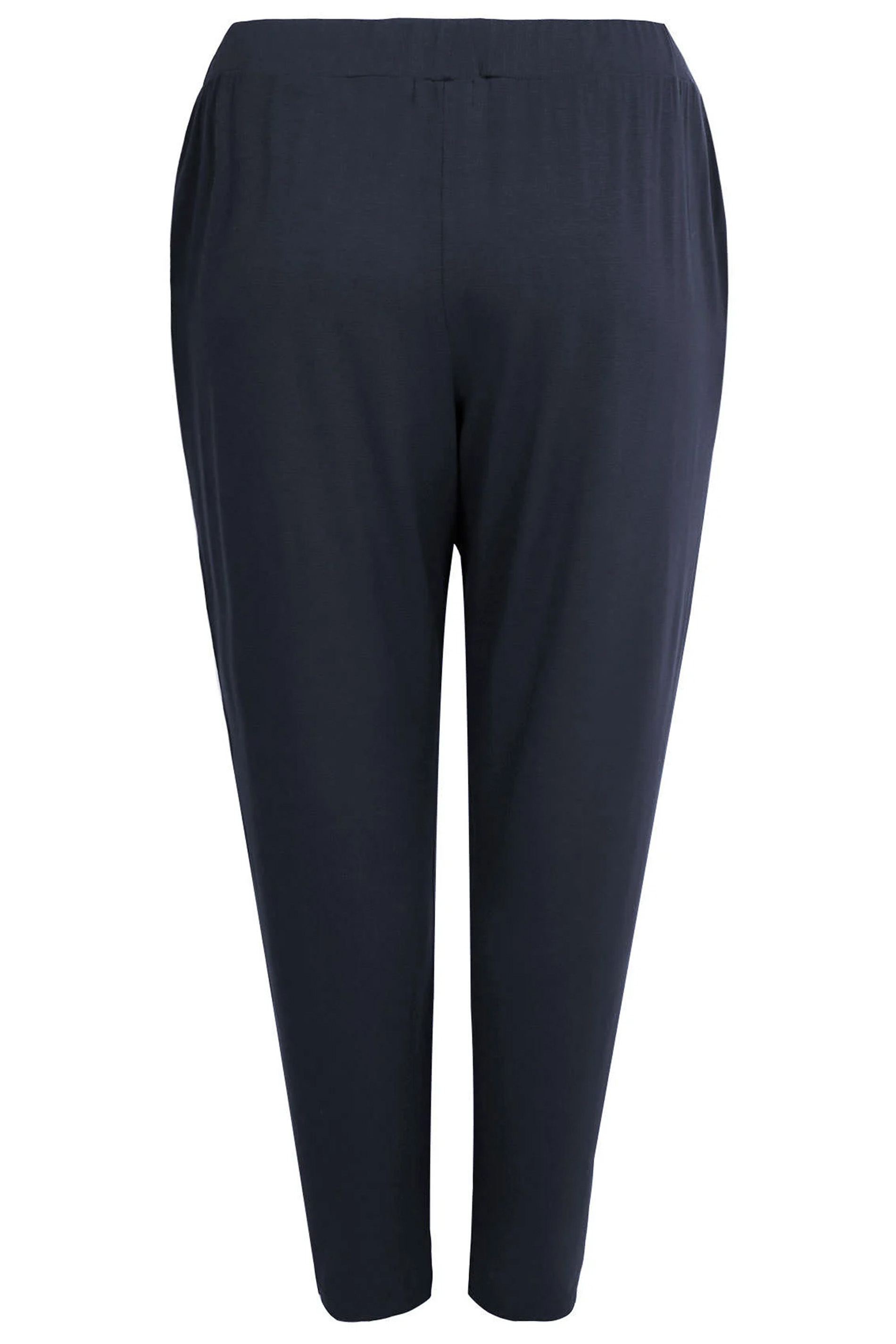 Navy Blue Double Pleat Stretch Jersey Joggers | Yours Clothing 5