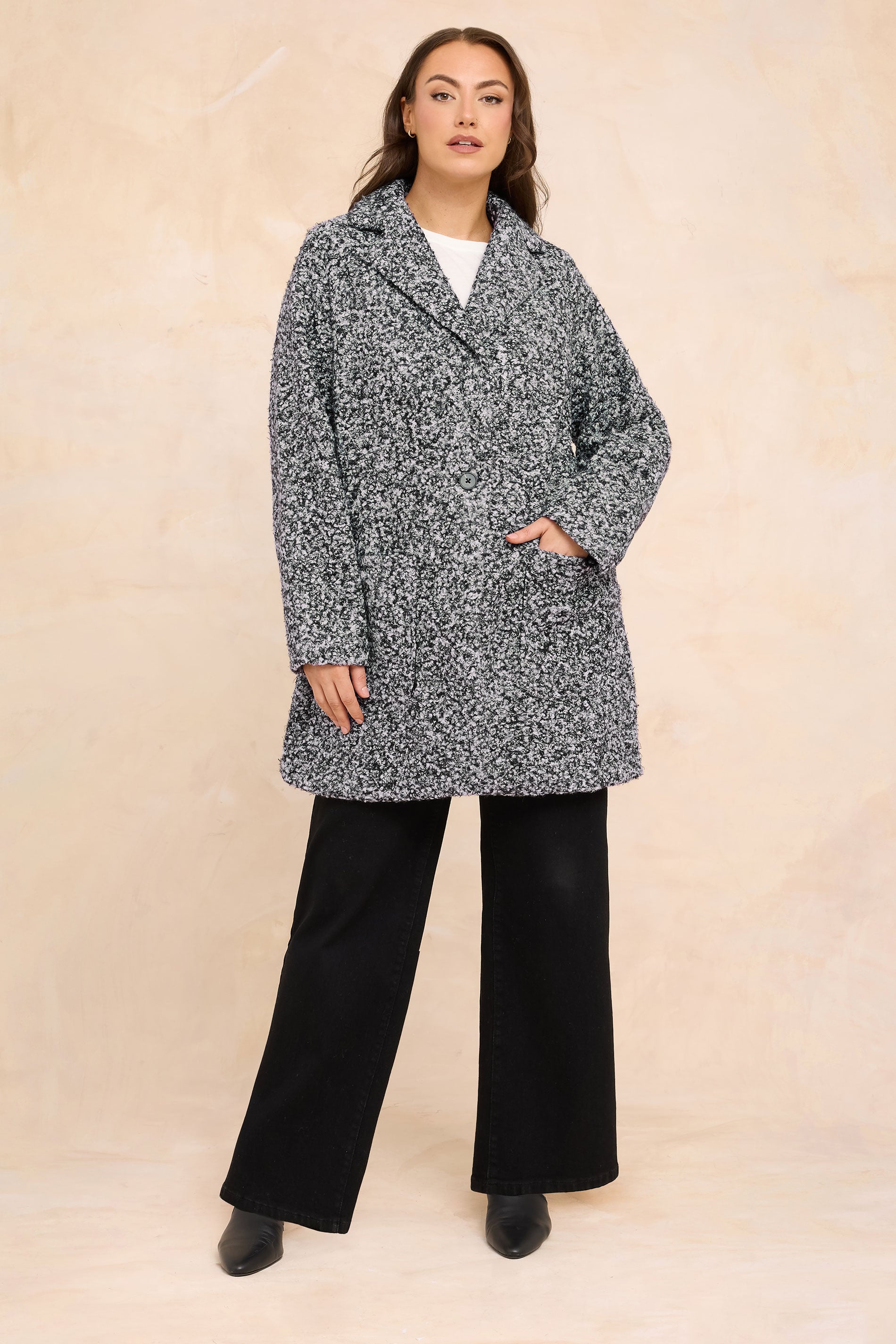 EVANS Plus Size Grey Boucle Formal Coat | Evans 2