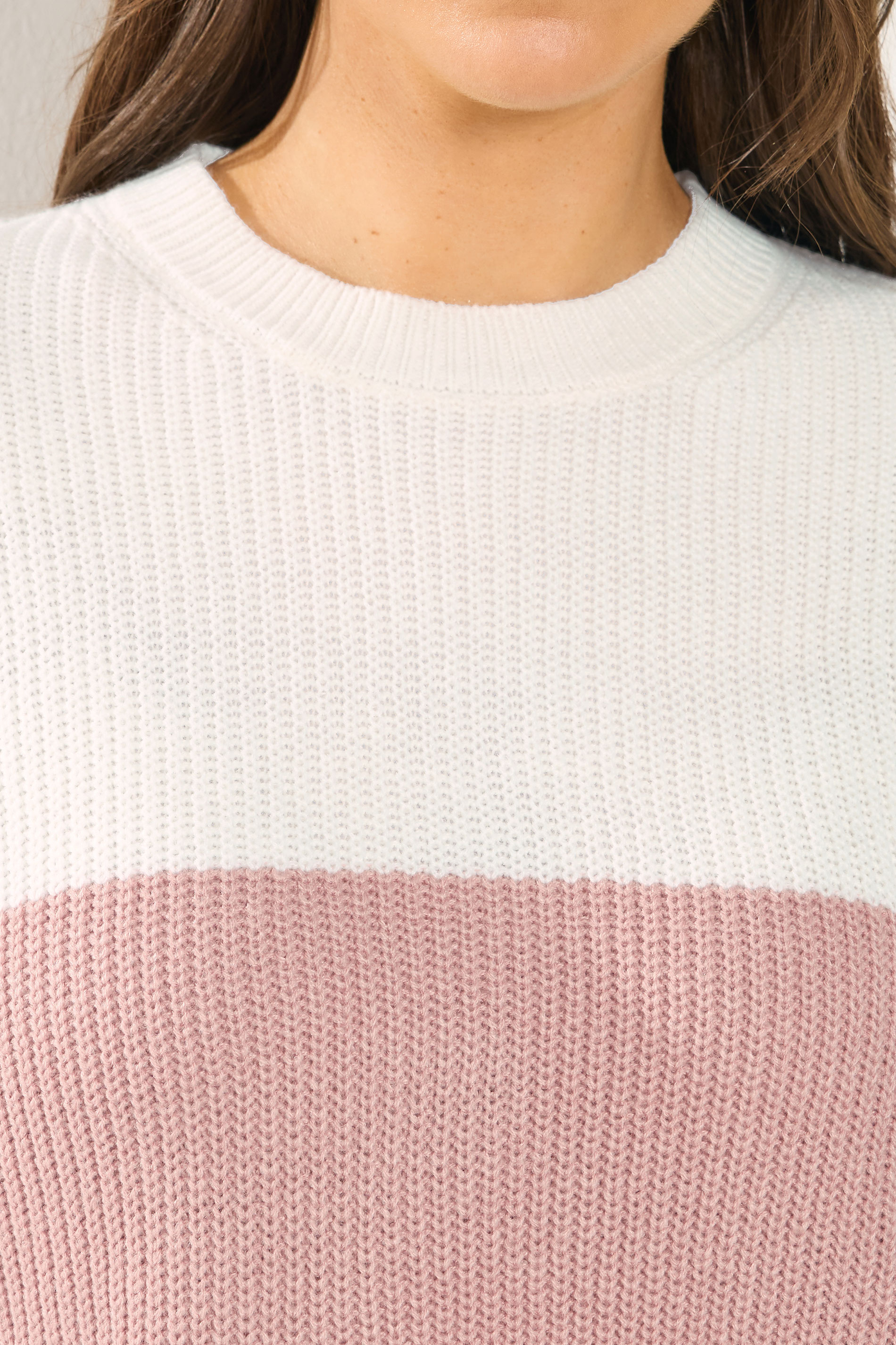 YOURS Plus Size Pink & Cream Colourblock Stripe Jumper | Yours Clothing 4