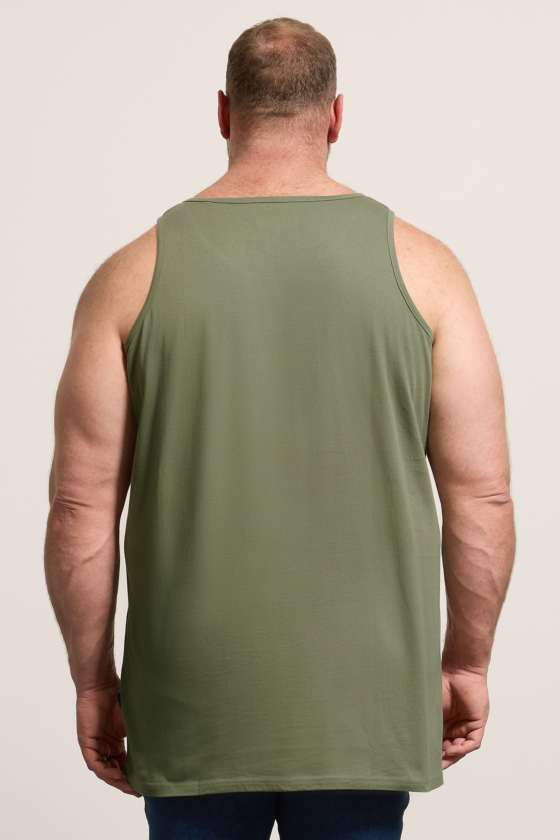BadRhino Big & Tall 3 Pack Blue/Green/Brown Extra Long Plain Vest Top | BadRhino 5