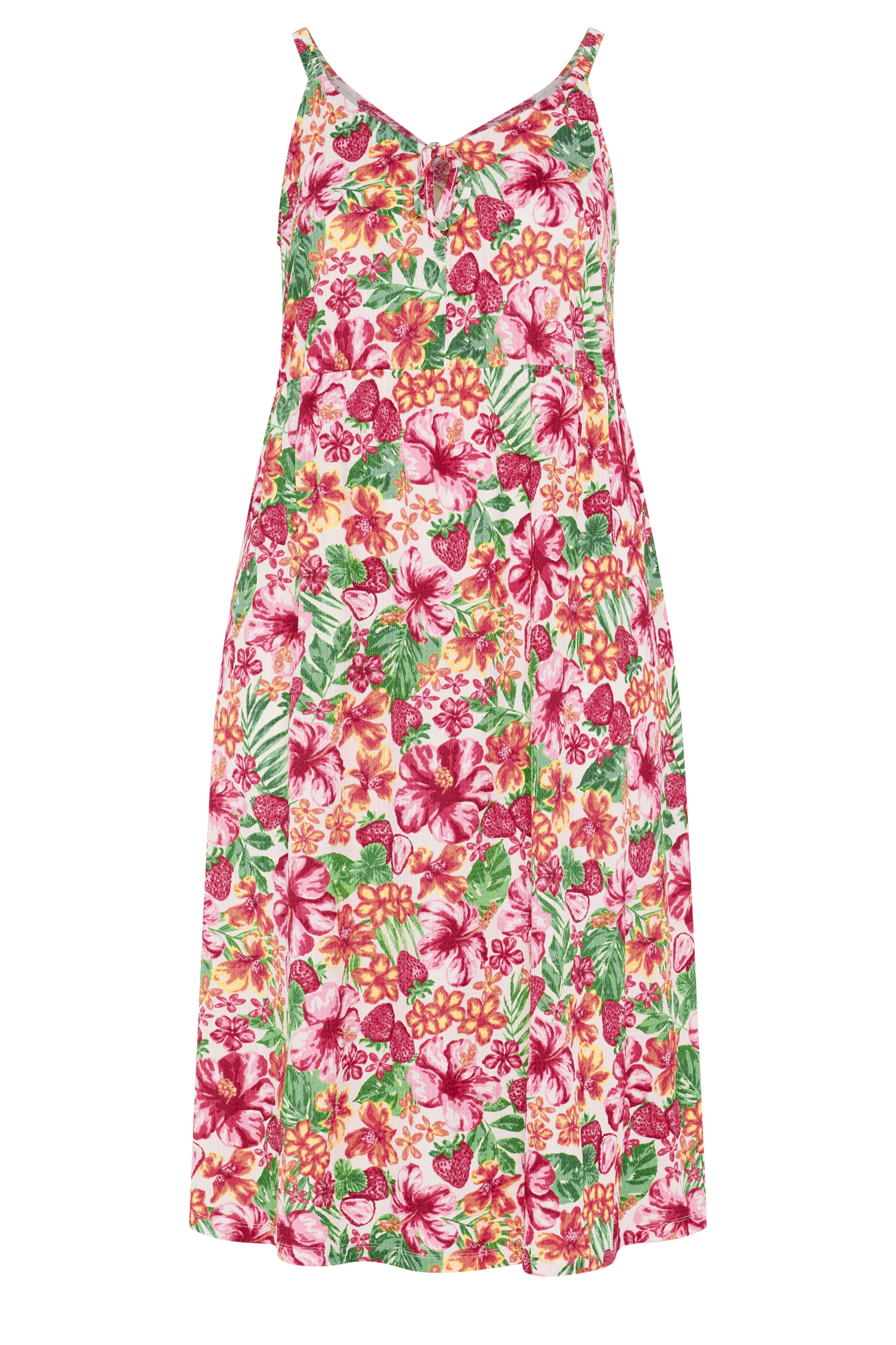 YOURS Plus Size Pink Tropical Keyhole Midi Dress | Yours Clothing 5