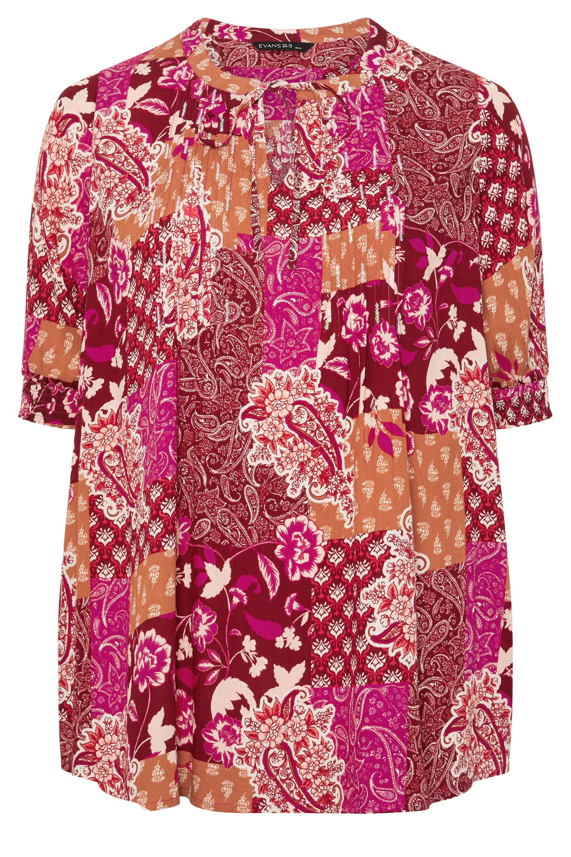 EVANS Plus Size Orange Paisley Pintuck Top | Evans 5
