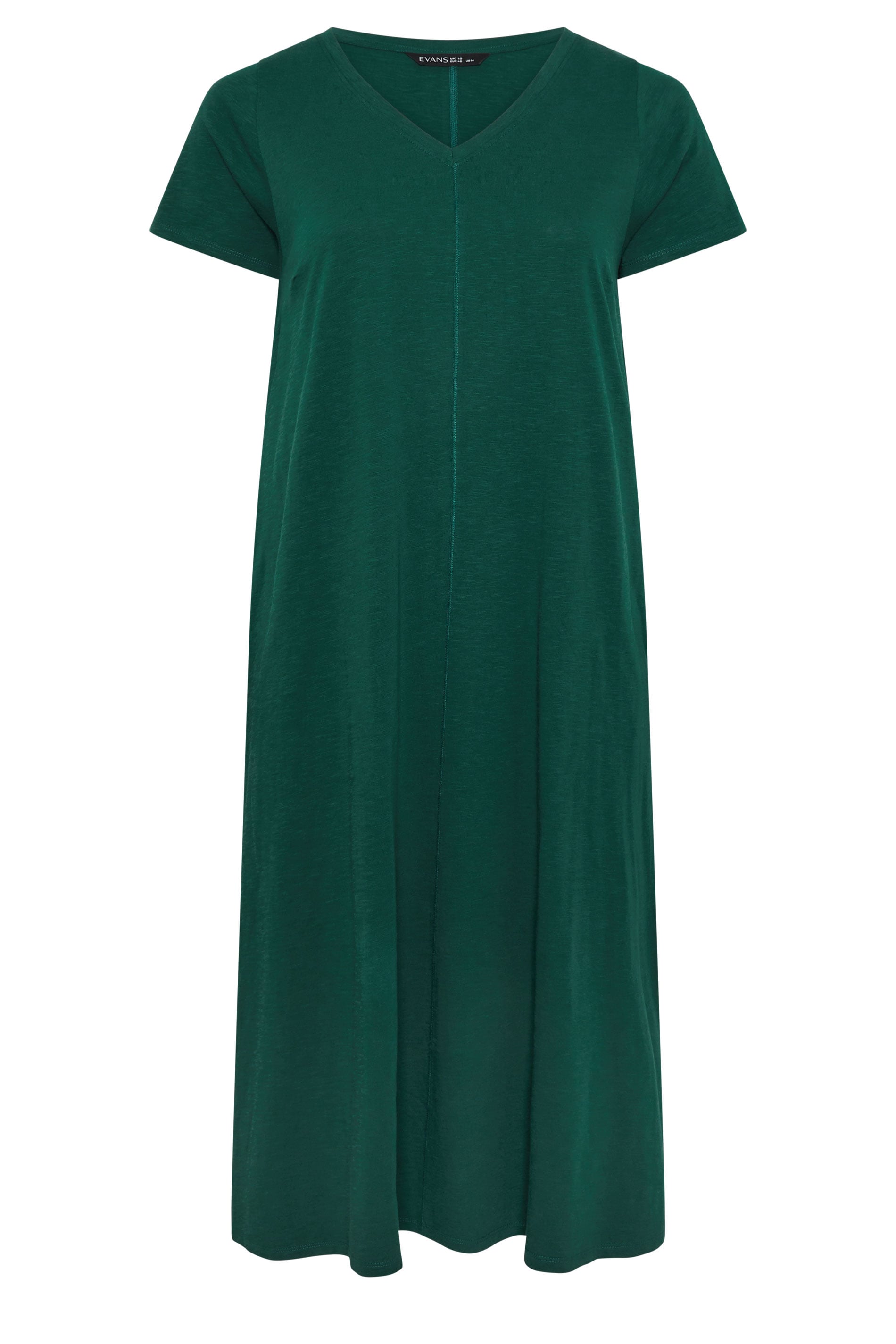 EVANS Plus Size Teal Green Cotton Midi Dress 6