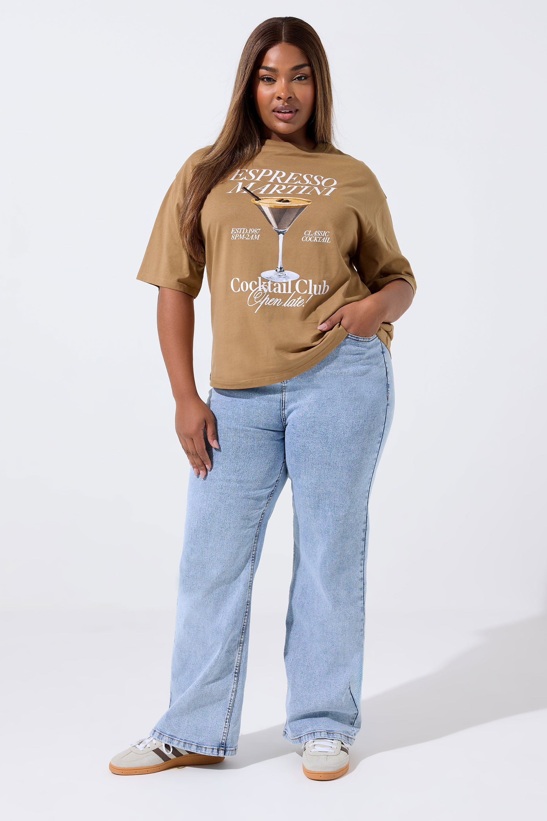 LIMITED COLLECTION Plus Size Mocha Brown 'Espresso Martini' Slogan T-Shirt | Yours Clothing 1