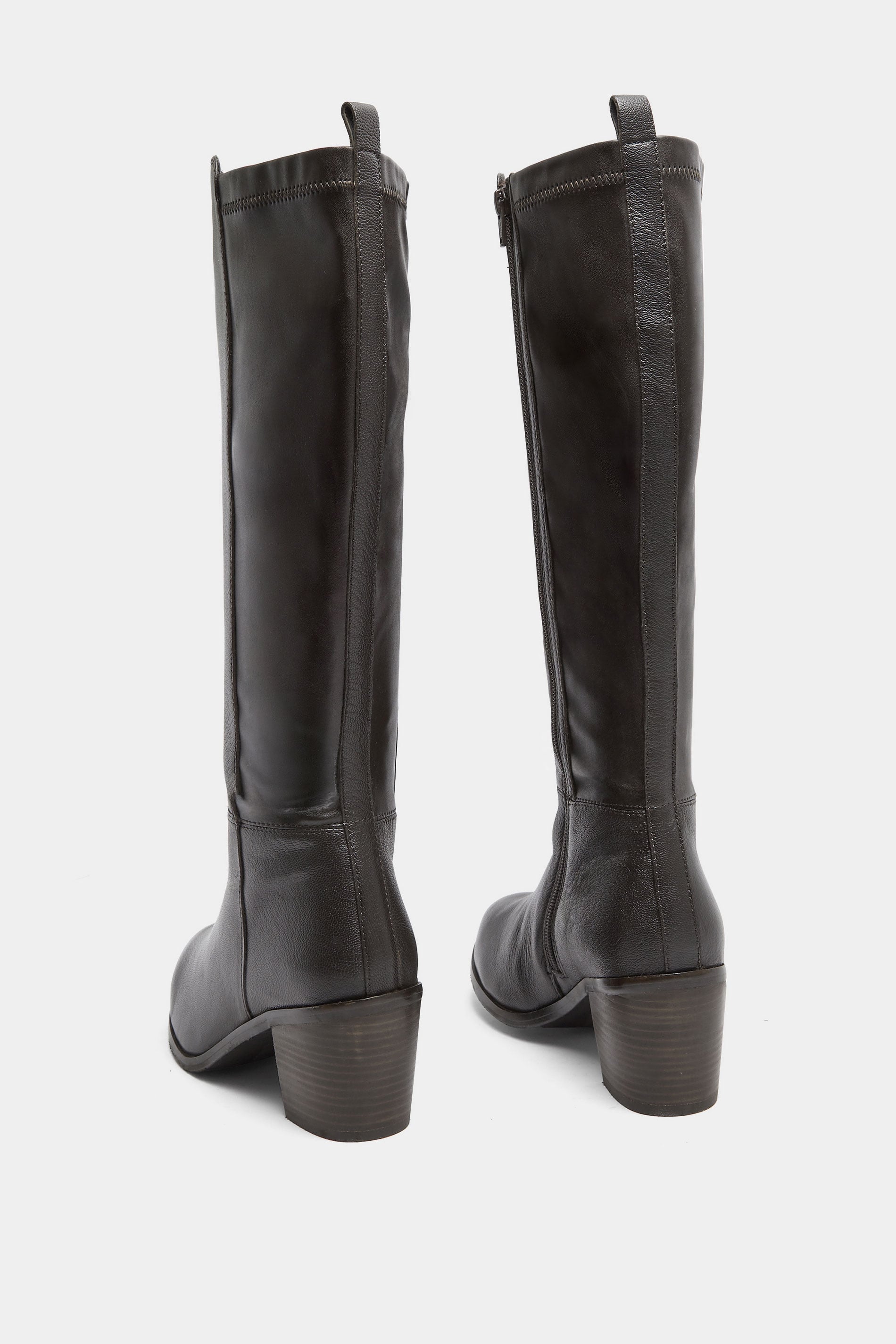 Dark Brown Real Leather Knee High Boots In Wide E Fit | Yours Clothing 4