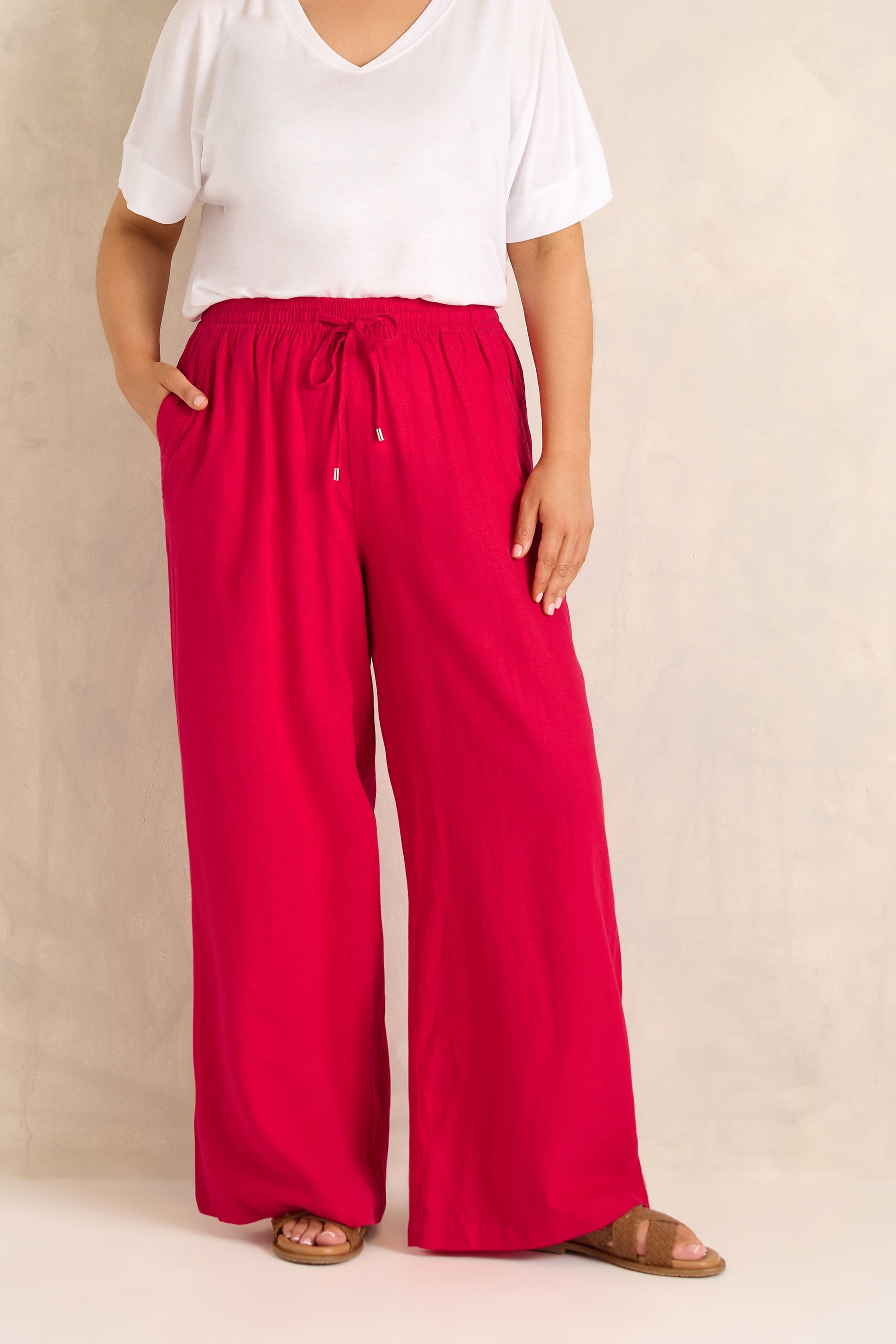 EVANS Plus Size Set Red Linen Vest & Trouser | Evans 4