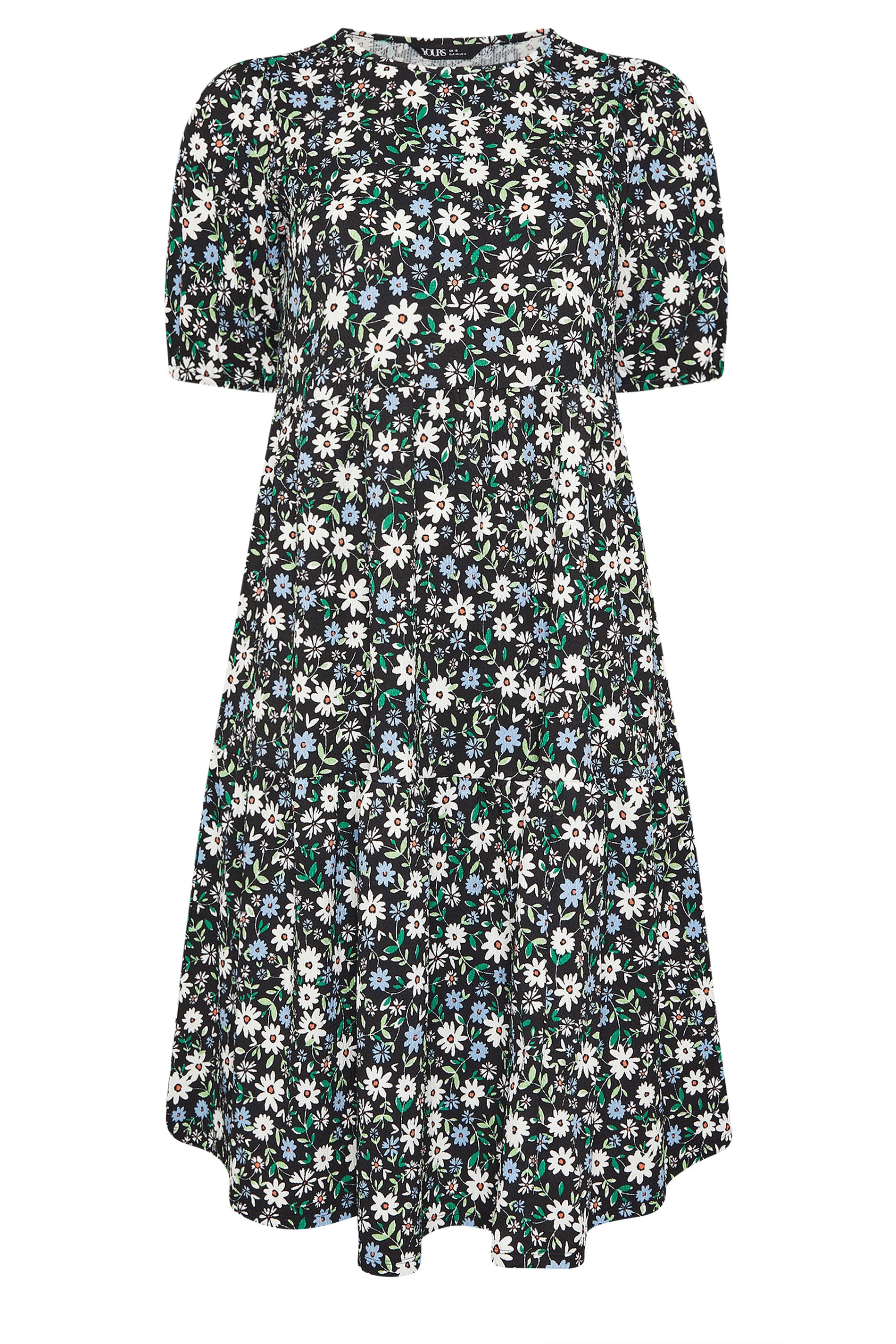 YOURS Plus Size Black Ditsy Floral Tiered Maxi Dress | Yours Clothing 5