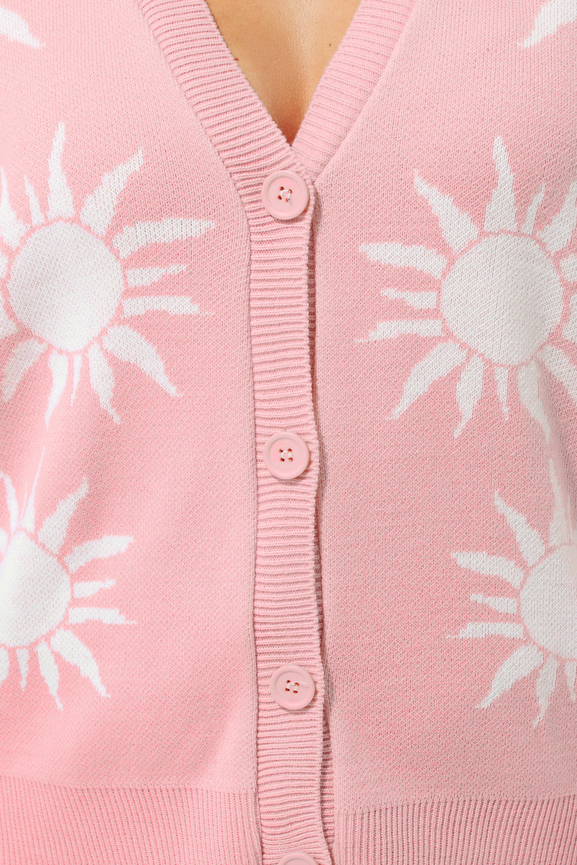 LIMITED COLLECTION Plus Size Pink Sun Balloon Sleeve Knitted Cardigan | Yours Clothing 5