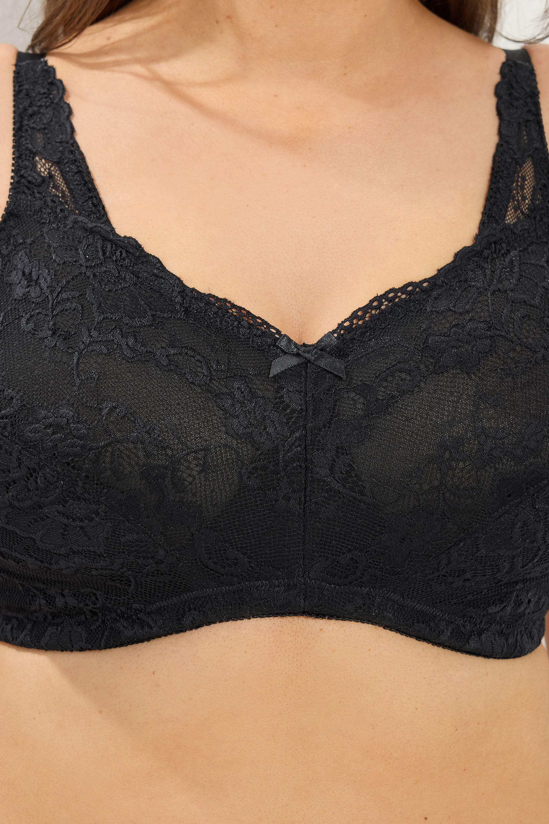 YOURS Plus Size Black Lace Non-Padded Non-Wired Full Cup Bra | Yours Clothing 4