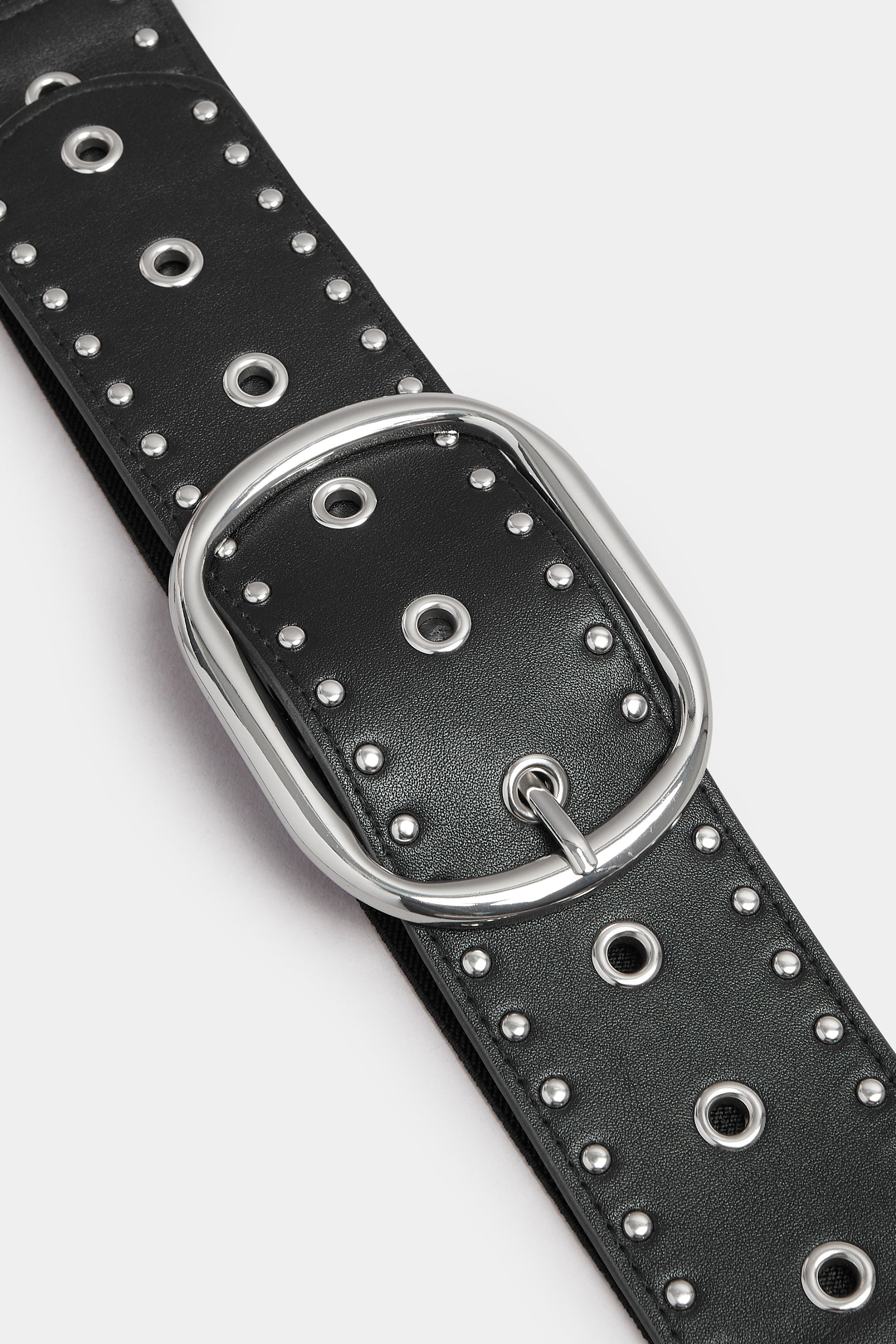 Black Wide Eyelet Stretch Belt | Yours Clothing 2