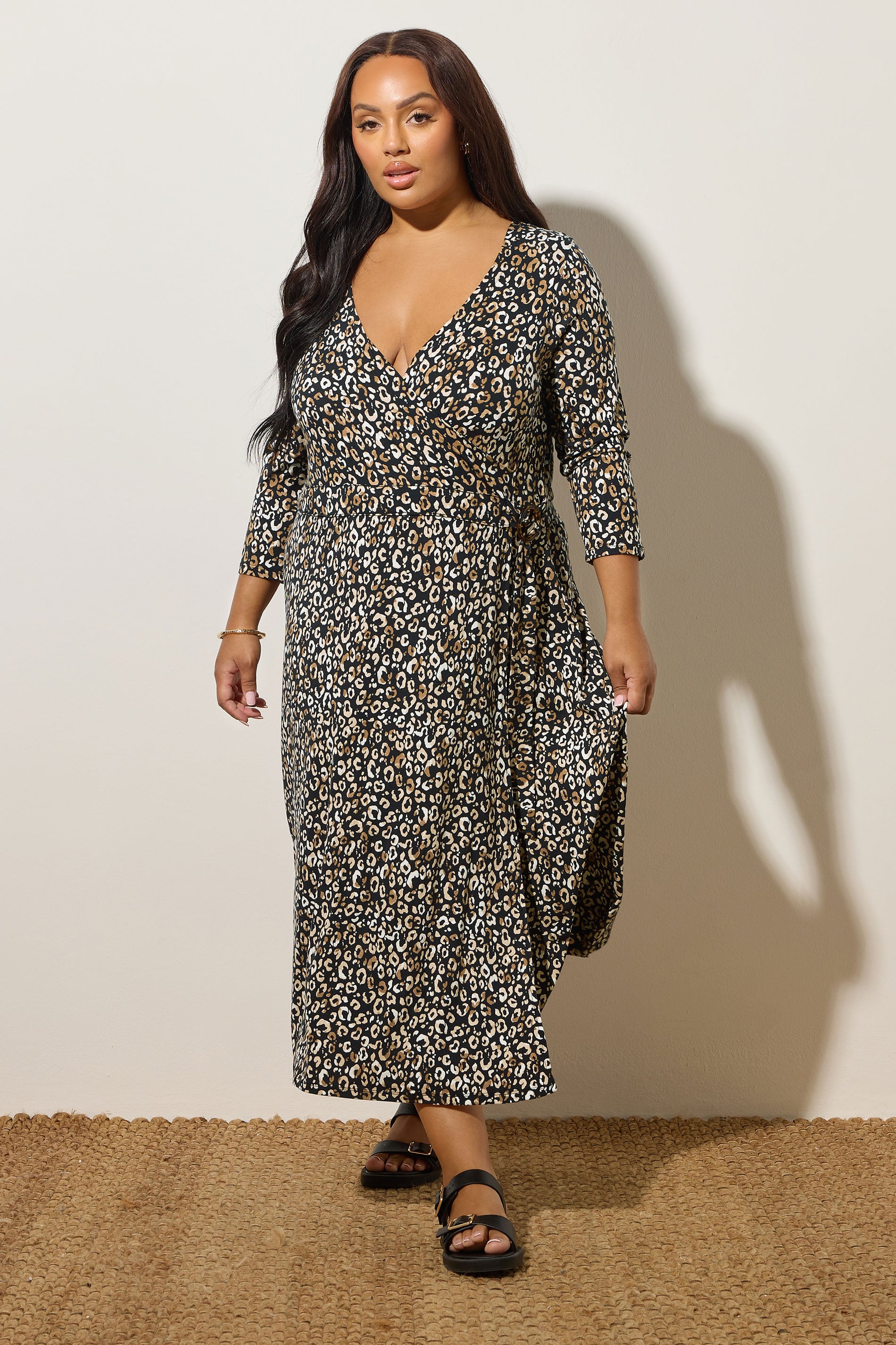 YOURS Plus Size Black Leopard Print Wrap Dress | Yours Clothing 3